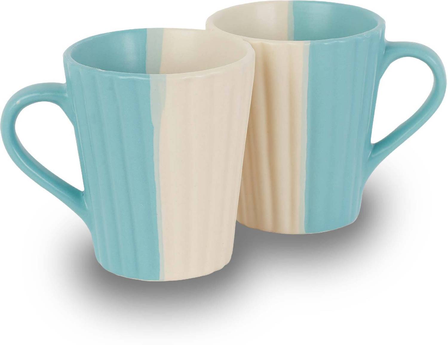 10club Pack of 2 Ceramic Cup | Dual Toned | Microwave Safe Coffee Cup | Set of 2 | Blue and Beige