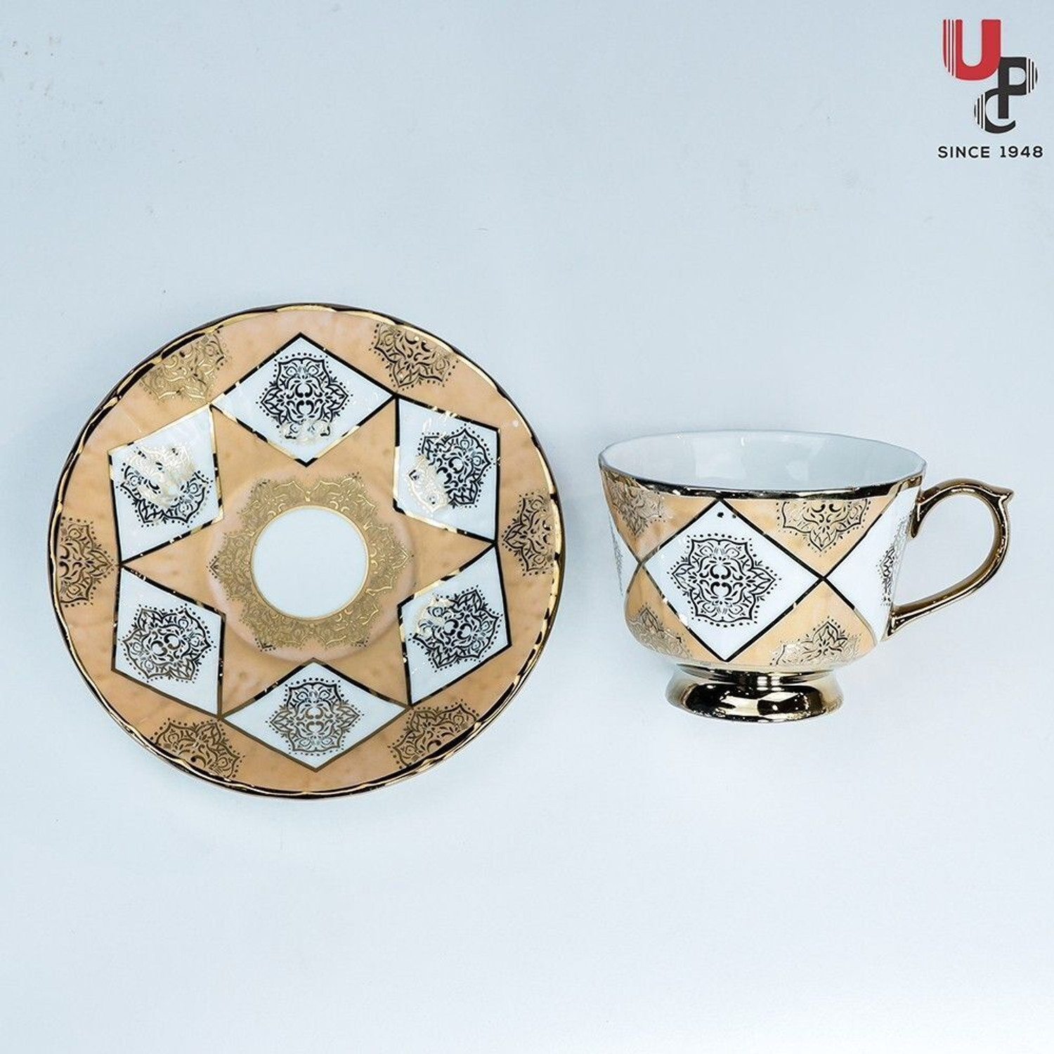 Image of U.P.C. Pack of 12 Ceramic Cup Set or Cup Plate Tea Set, Tea Cup For Kitchen