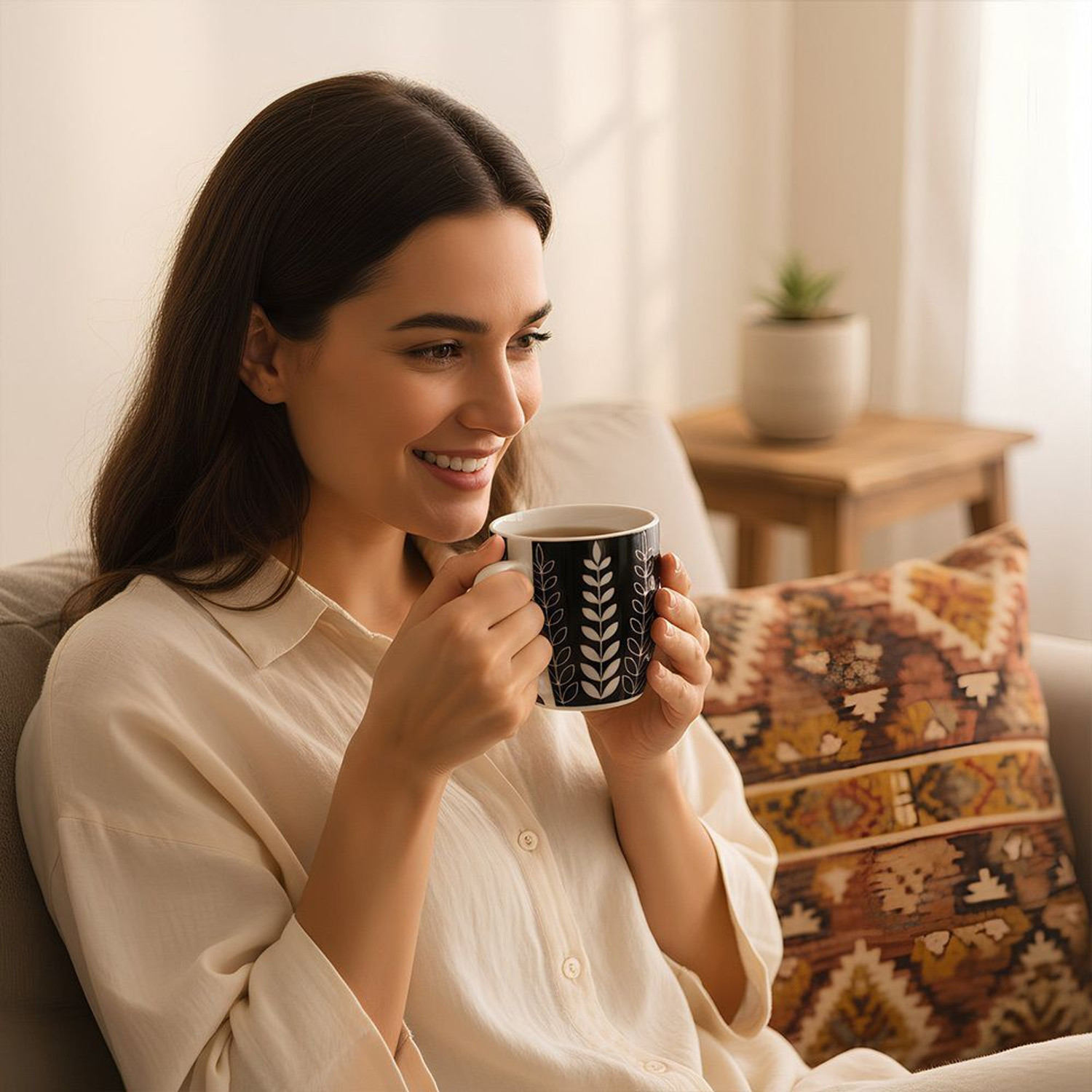 Image of UPC Pack of 6 Ceramic Premium Cup Set, Tea Cup Set, Tea Set Or Coffee Cup For kitchen. (Black, Cup Set)