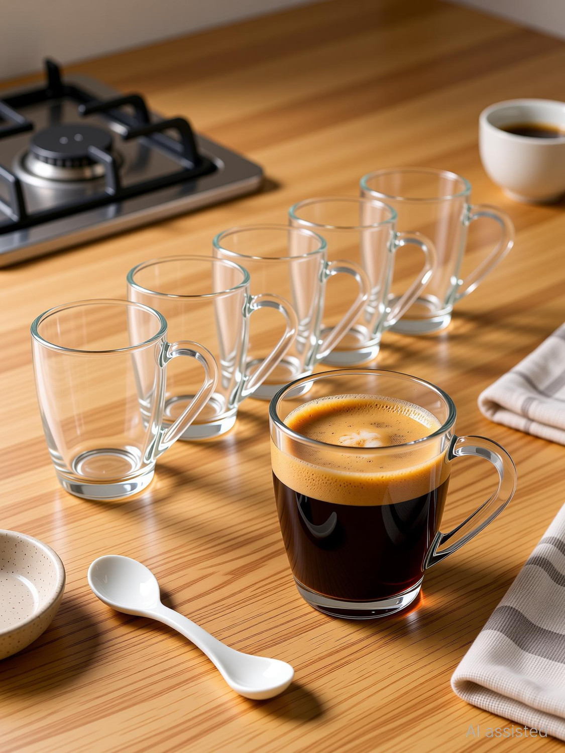 Image of JIGSHTIAL Pack of 6 Glass Pack of 6 Glass Glass Tea and Coffee Cup, Cute Tea Cups, 215 ml, Set of 6