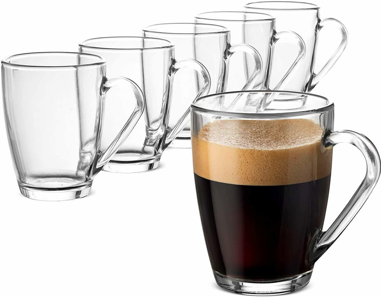Image of JIGSHTIAL Pack of 6 Glass Pack of 6 Glass Glass Tea and Coffee Cup, Cute Tea Cups, 215 ml, Set of 6