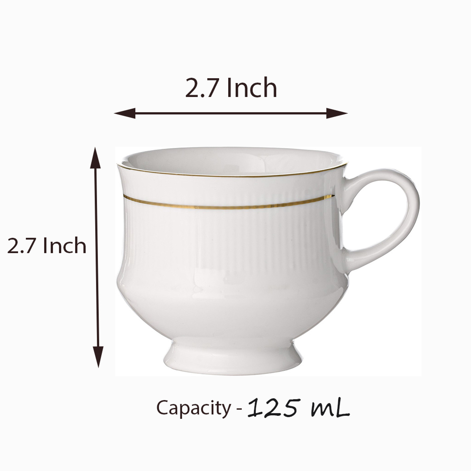 Image of D'Maiolica Pack of 6 Ceramic, Bone China Tea Cups Set of 6 | Coffee Mugs for Home Office, perfect for gifting