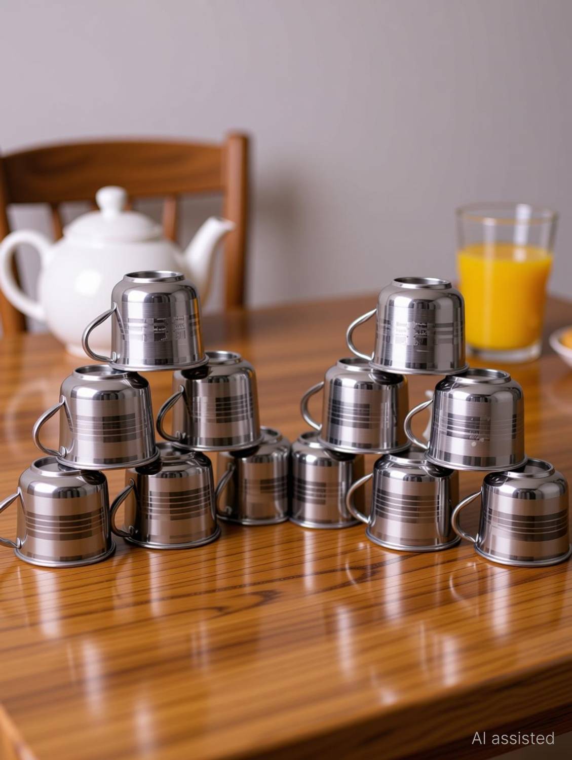 Acetech Pack of 12 Stainless Steel SINGLE WALL Tea & Coffee Cup