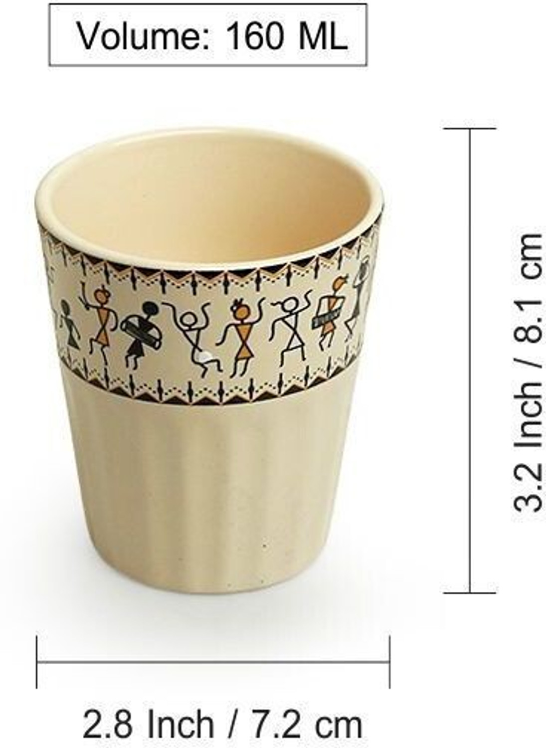 Image of ExclusiveLane Pack of 6 Ceramic 'Whispers of Warli' Handcrafted Ceramic Coffee Mug Mugs Tea Cups Cup
