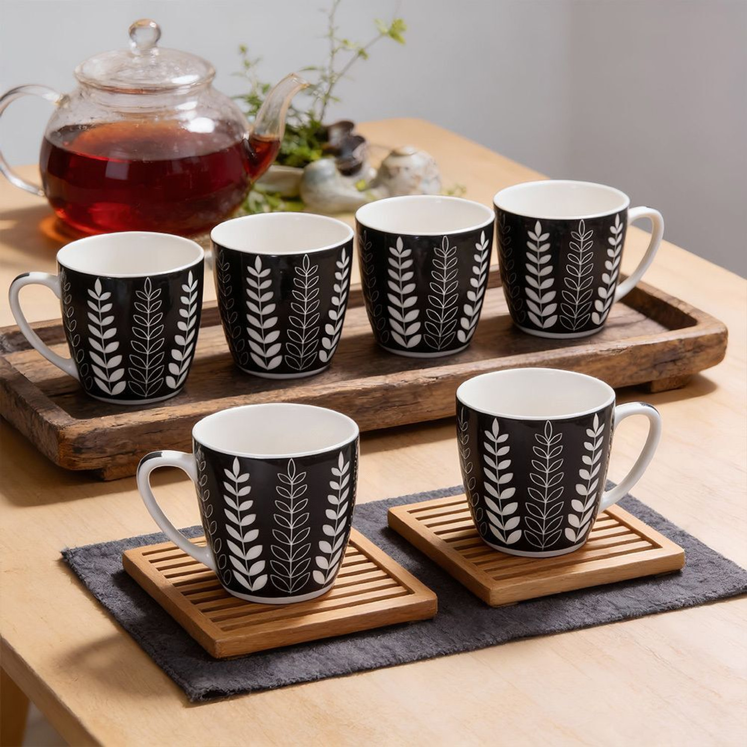 Image of UPC Pack of 6 Ceramic Premium Cup Set, Tea Cup Set, Tea Set Or Coffee Cup For kitchen. (Black, Cup Set)