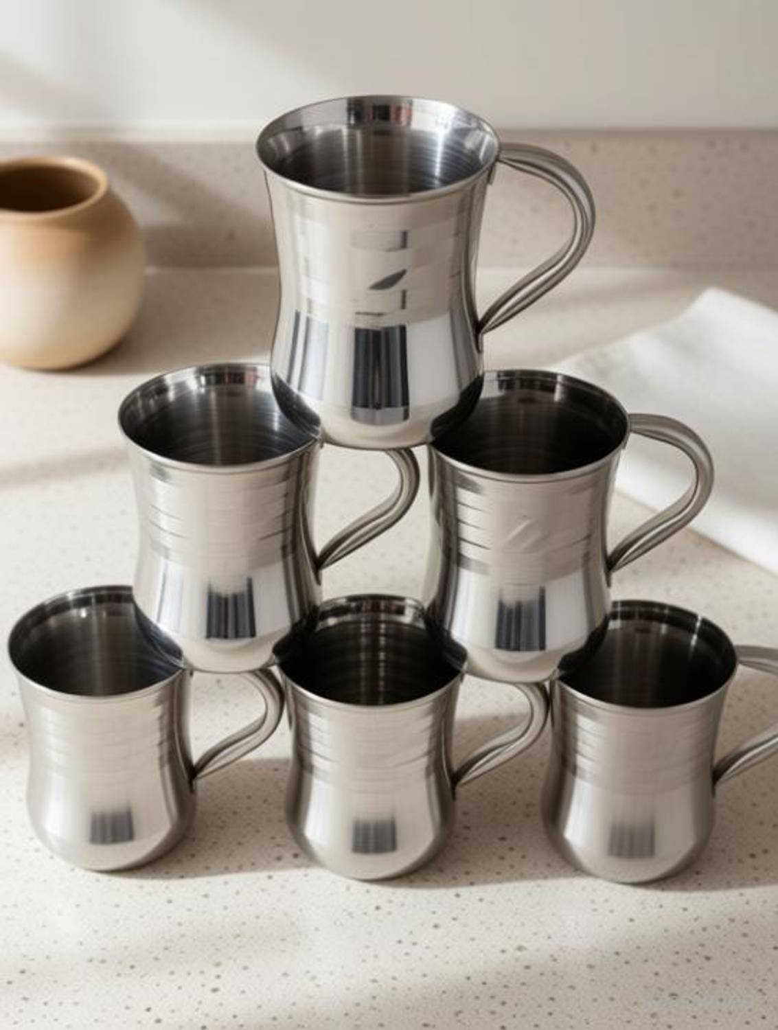 ABK STEELS Pack of 6 Stainless Steel ABK STEELS Dambru cup set