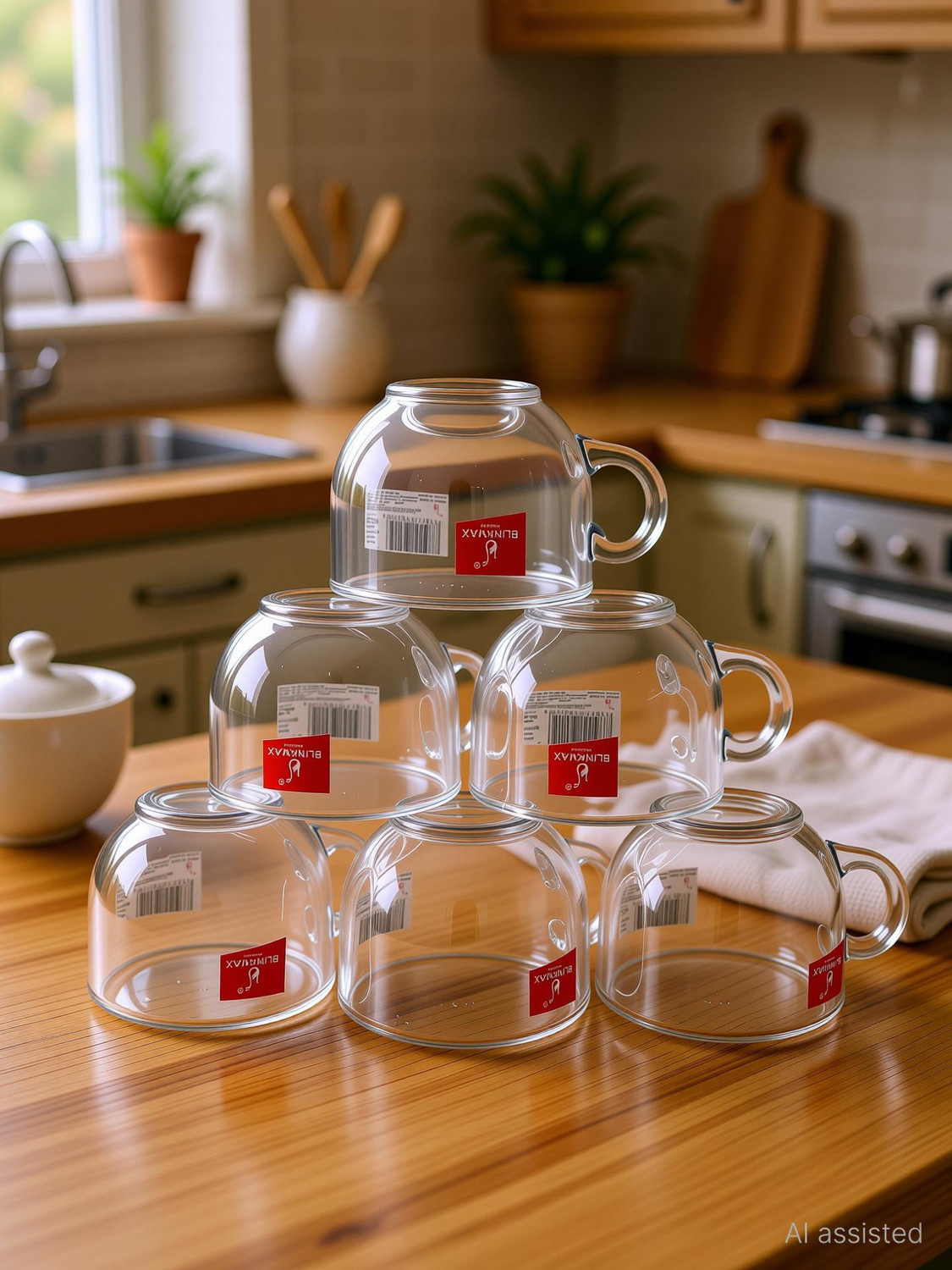 Image of Elven Pack of 6 Glass BLINKMAX Transparent Tea Cup Coffee Cup Set of 6 Made of Glass 150 ml Pack of 6