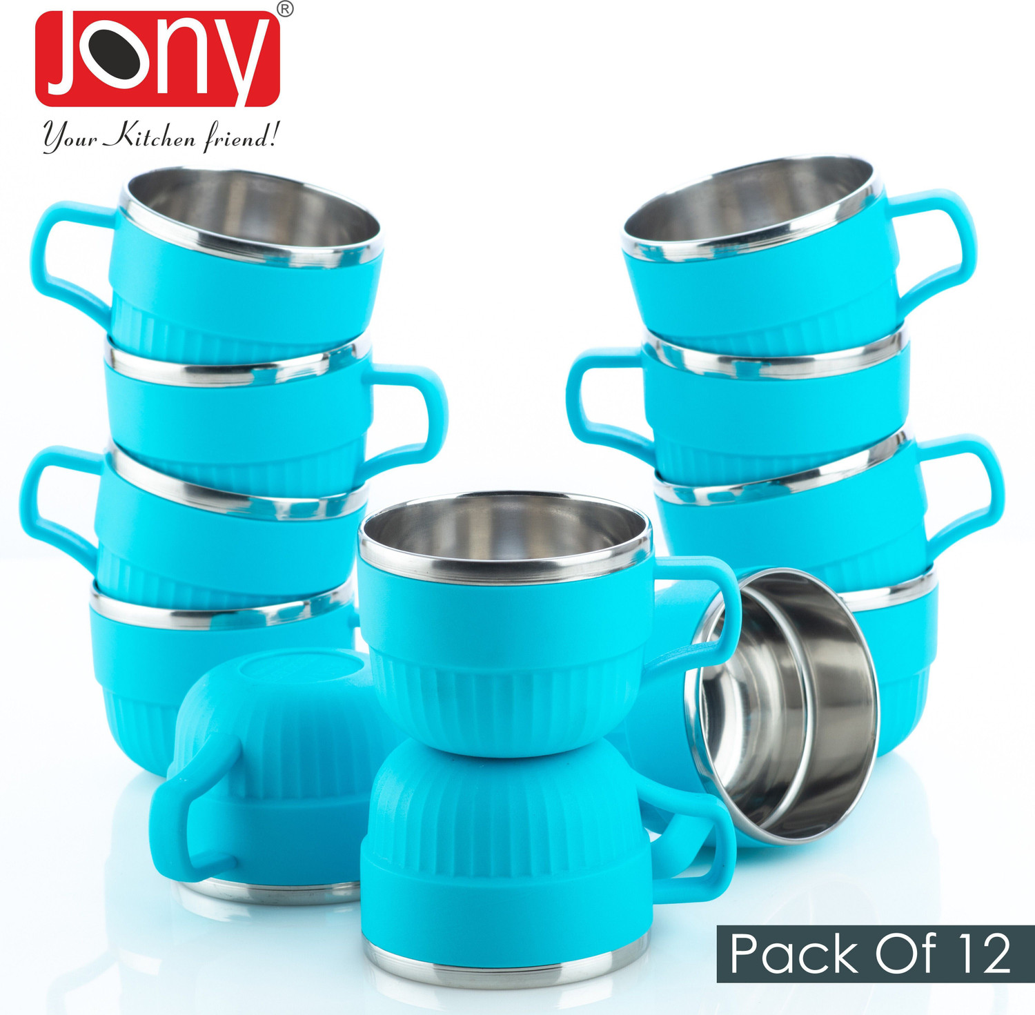 Image of Jony Pack of 12 Stainless Steel Desi Chai