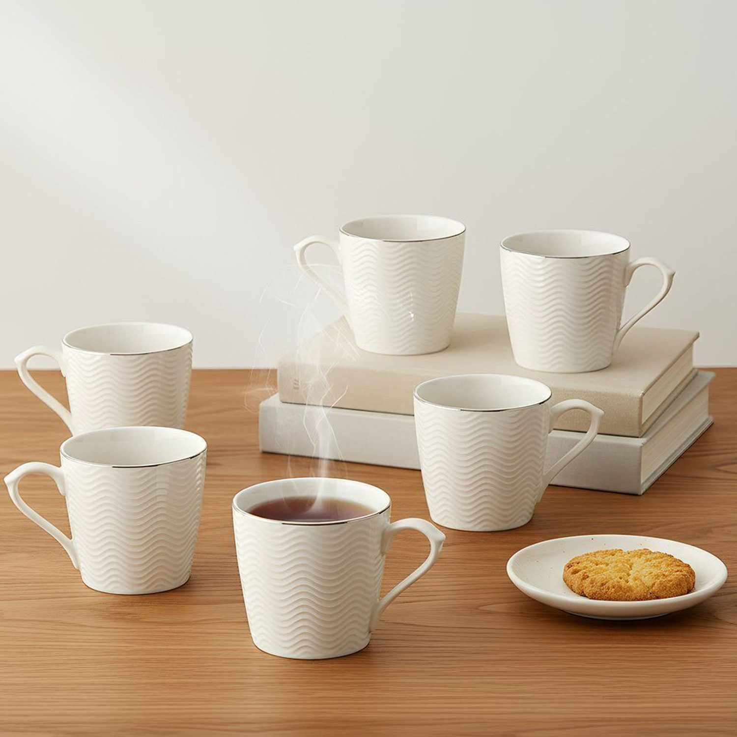 Image of UPC Pack of 6 Ceramic Premium Cup Set, Tea Cup Set, Tea Set Or Coffee Cup For kitchen. (White, Cup Set)