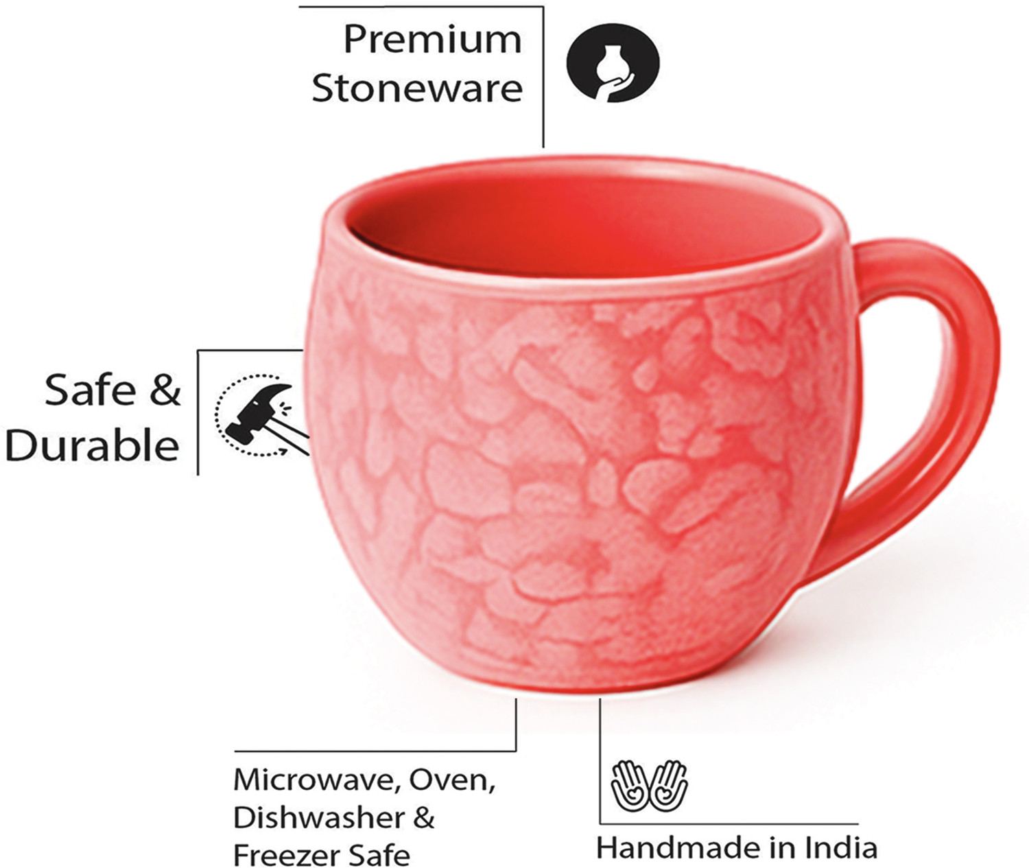 Image of D'Maiolica Pack of 6 Ceramic, Bone China Premium Quality Small Size tea cup set of 6, coffee cups