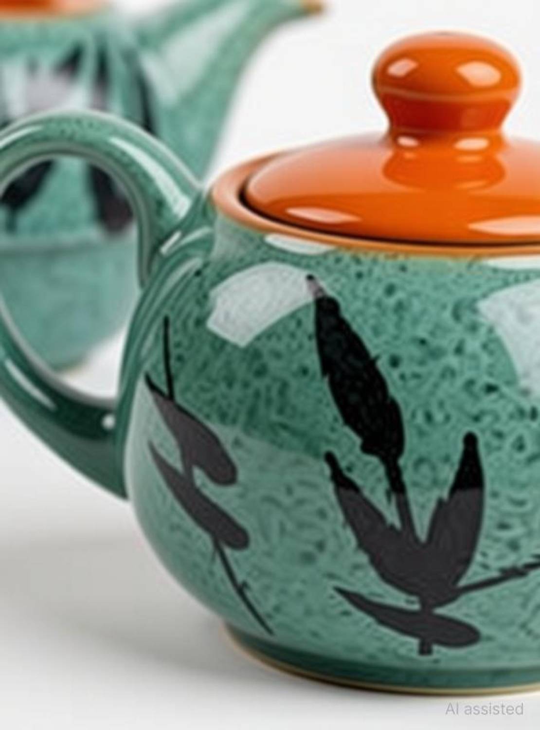 caffeine Pack of 1 Ceramic Handmade Turquoise 2 in 1 Tea Pot