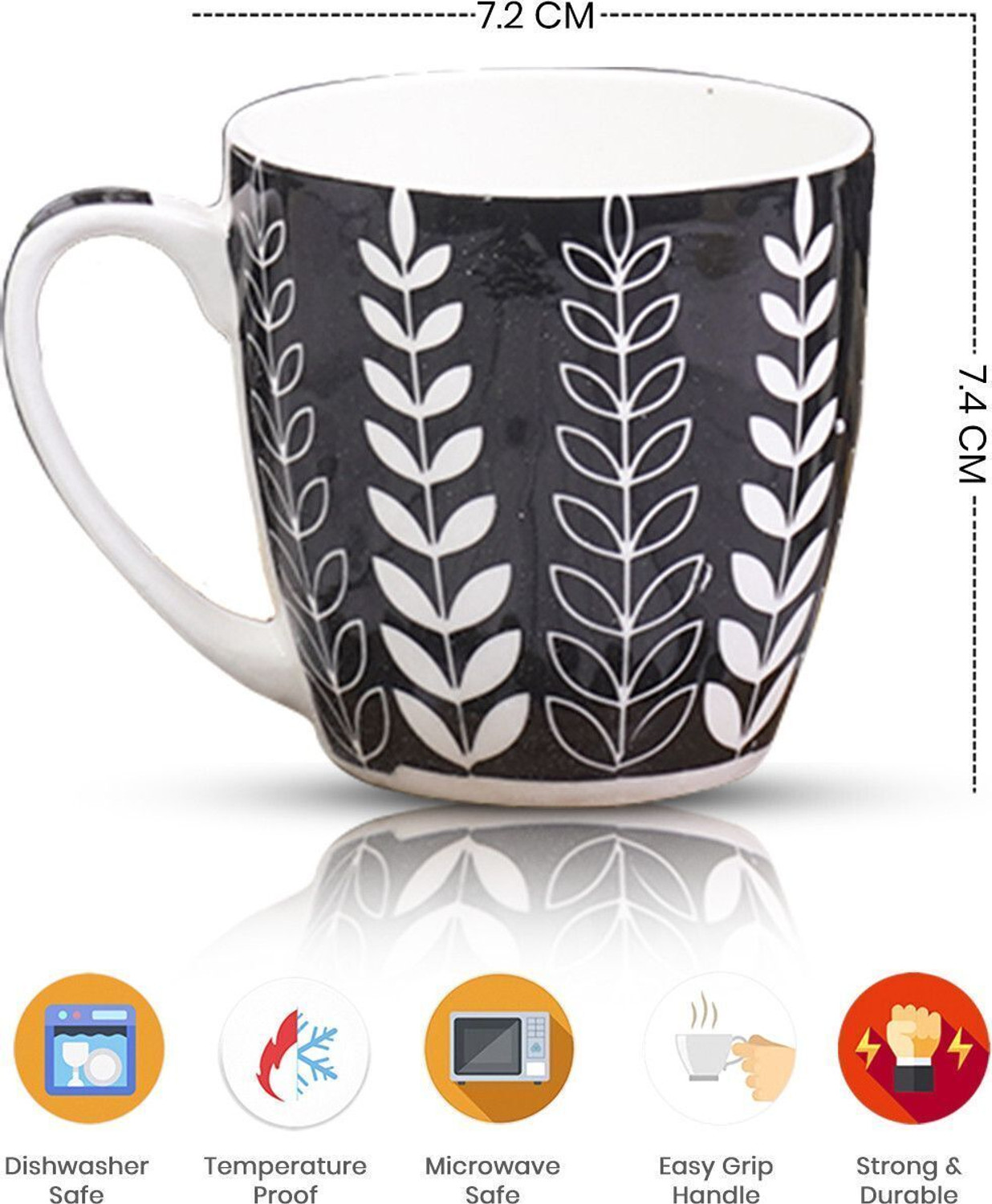 Image of UPC Pack of 6 Ceramic Premium Cup Set, Tea Cup Set, Tea Set Or Coffee Cup For kitchen. (Black, Cup Set)