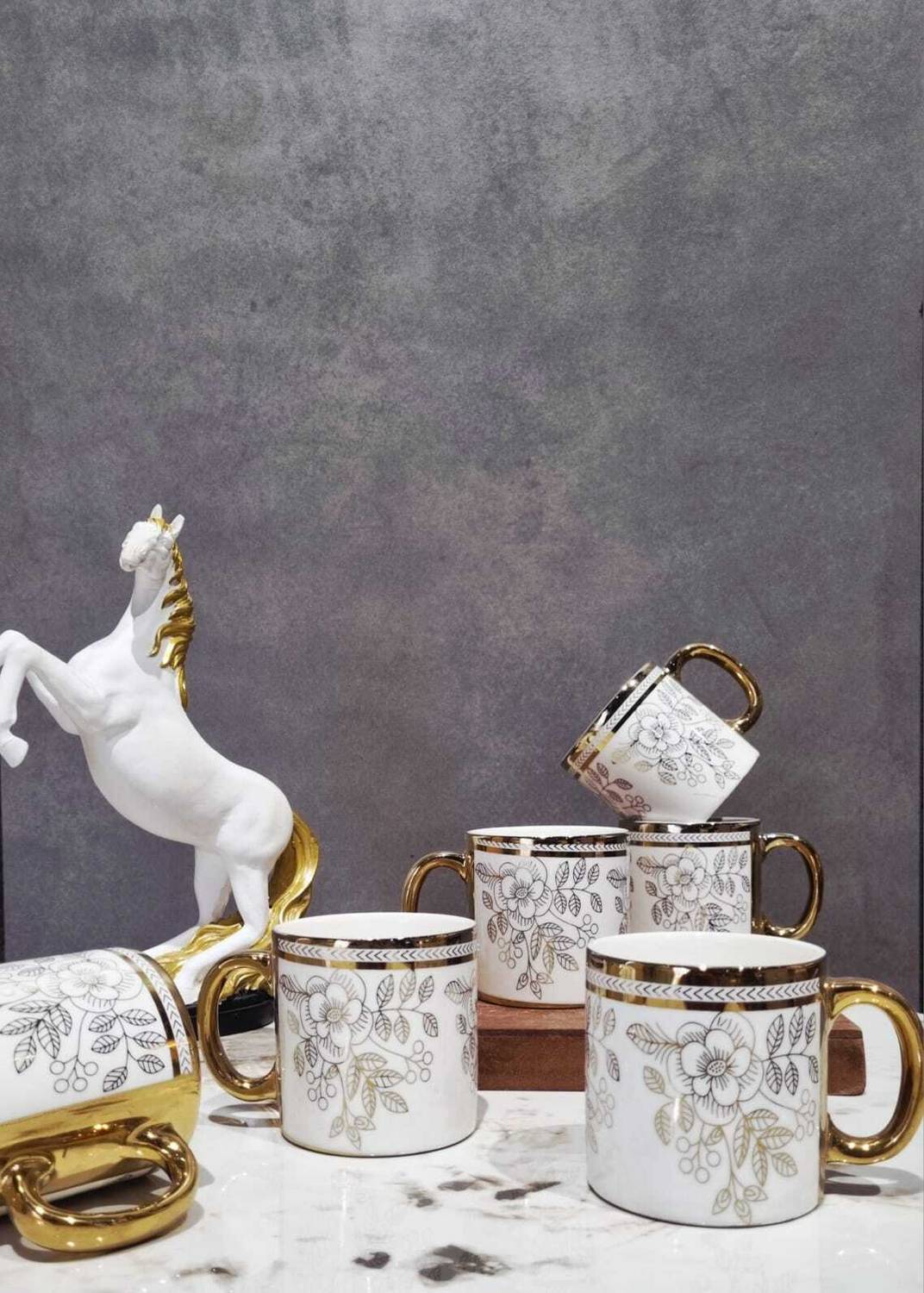 CLAYSIL Pack of 6 Ceramic Kohinoor Gold Cup Set Price in India