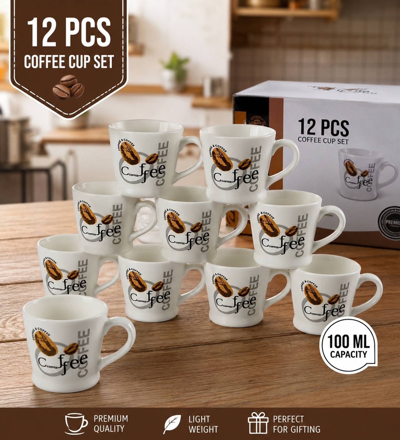 Buddha caremic Pack of 12 Ceramic Tea Cups pack
