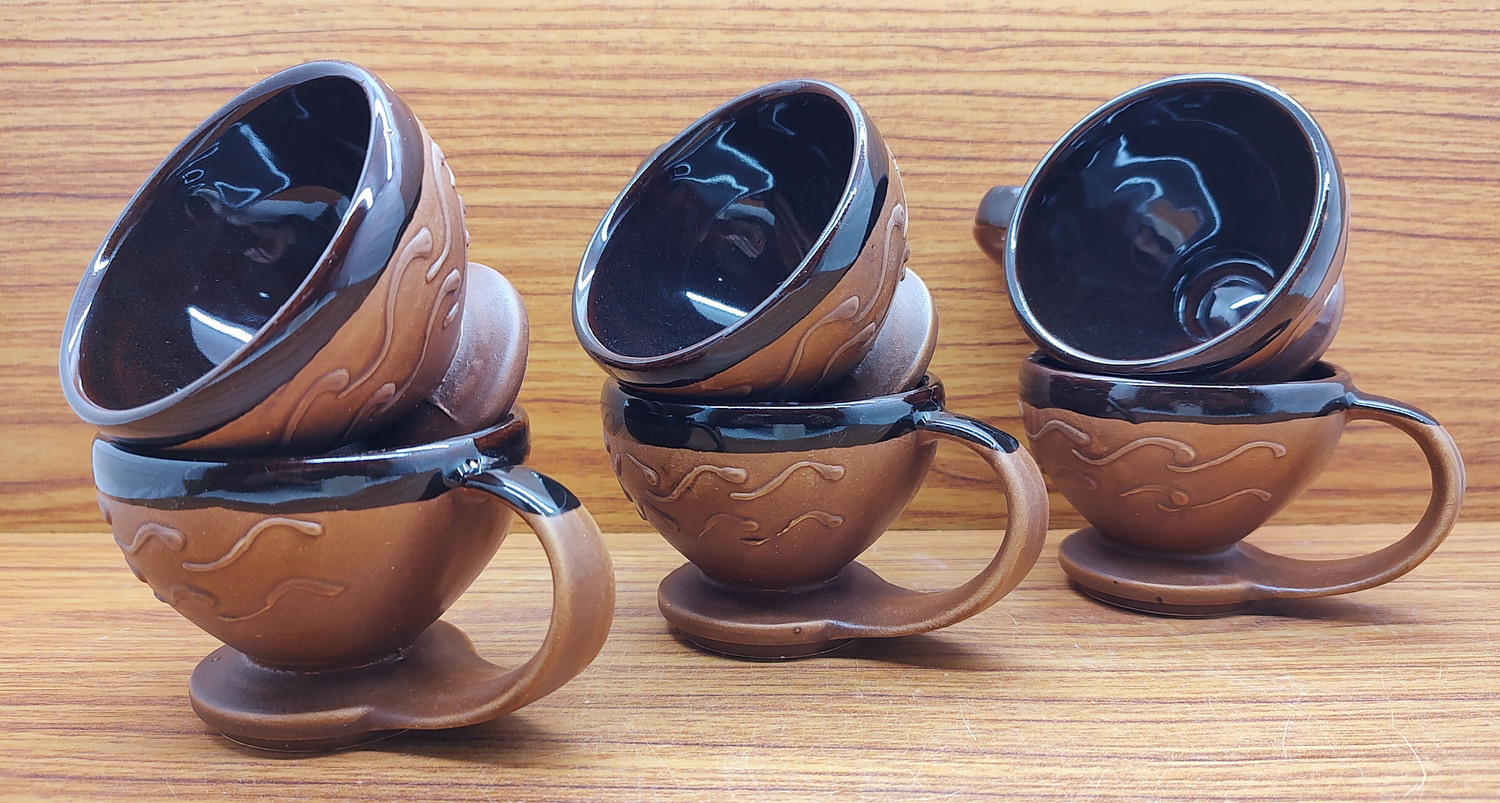 Image of laghima jadon Pack of 6 Ceramic Tea /Coffee Cups Worldcup Shape Big Size 130ML (Brown)