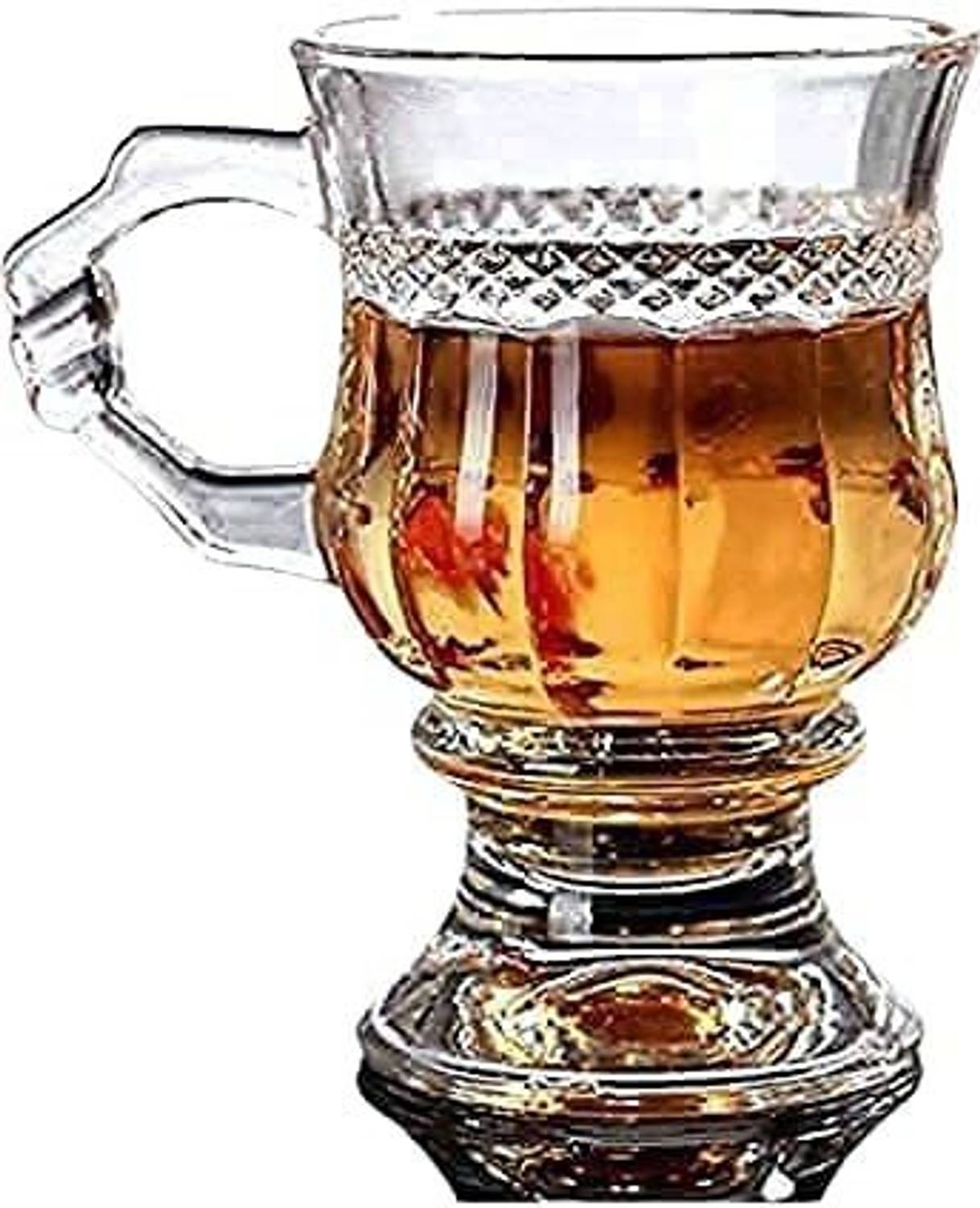 AJAGIYA MART Pack of 6 Glass Glass Tea Coffee Mug with Handle, Clear Tea Cup Set for Milk Hot & Cold Beverage