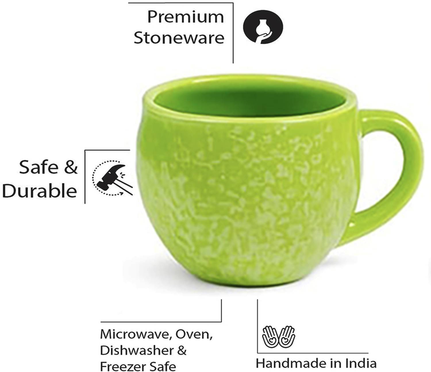 D'Maiolica Pack of 6 Ceramic Small Tea/Coffee Cups - Image 5