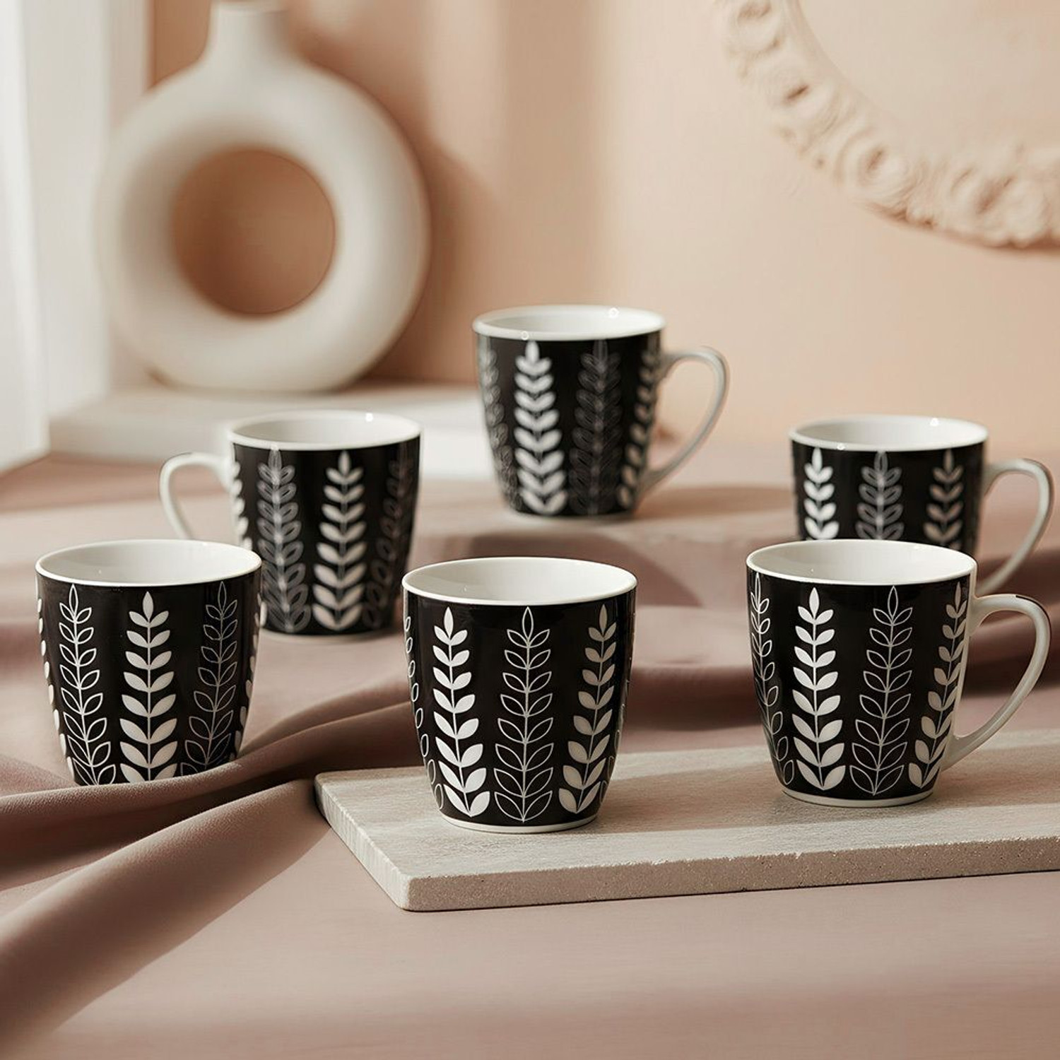 Image of UPC Pack of 6 Ceramic Premium Cup Set, Tea Cup Set, Tea Set Or Coffee Cup For kitchen. (Black, Cup Set)