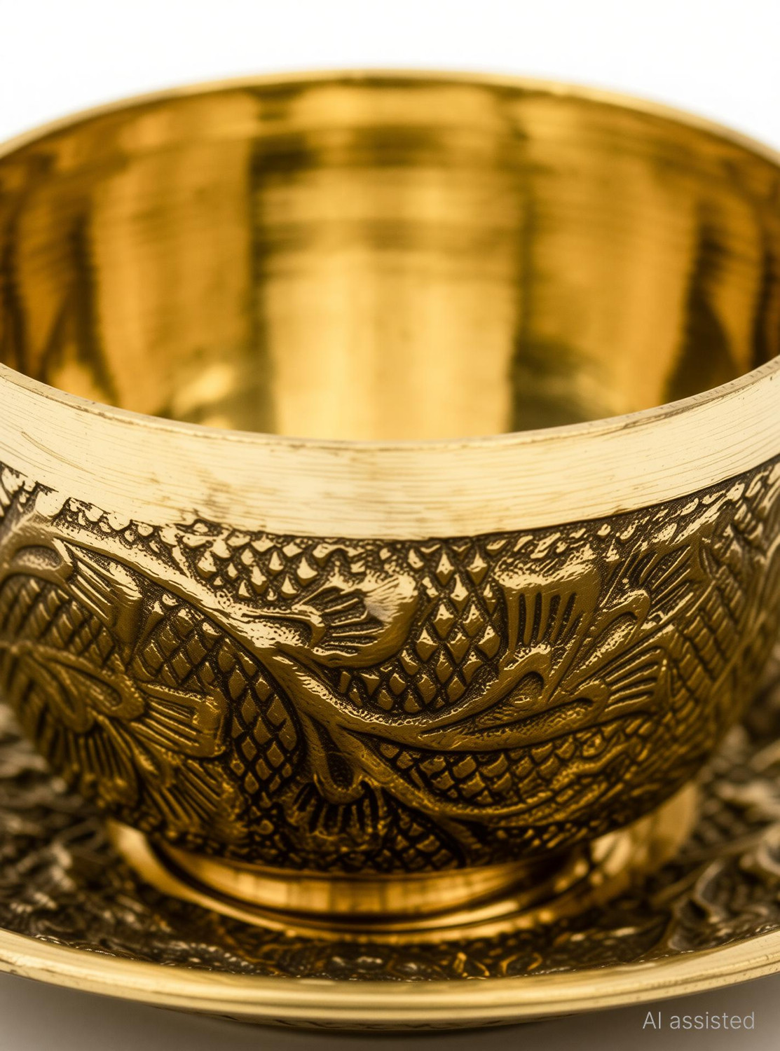 Image of Spillbox Pack of 2 Brass Traditional Handcrafted Brass Engraved Coffee Dabra Cup and Saucer | Coffee Cup