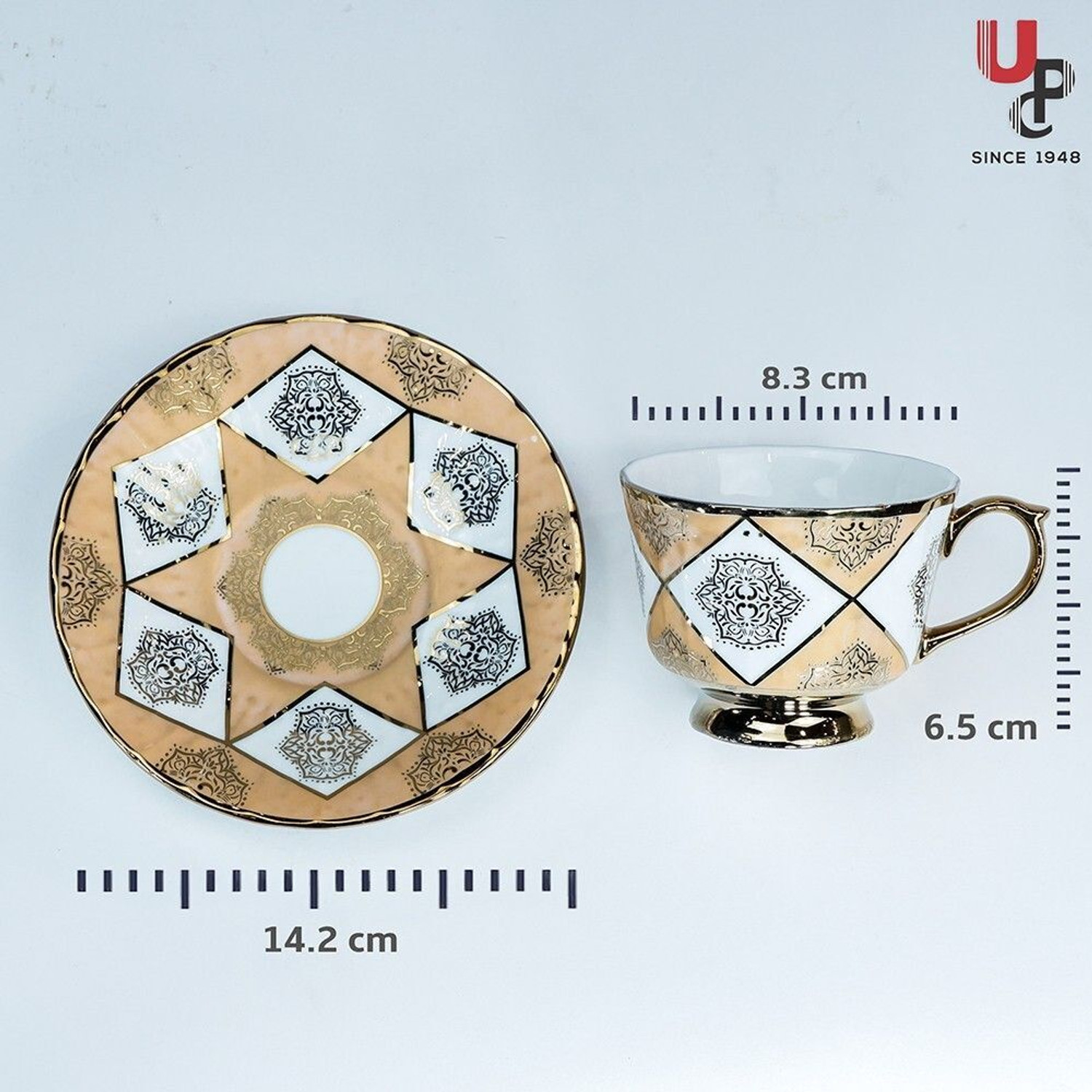Image of U.P.C. Pack of 12 Ceramic Cup Set or Cup Plate Tea Set, Tea Cup For Kitchen