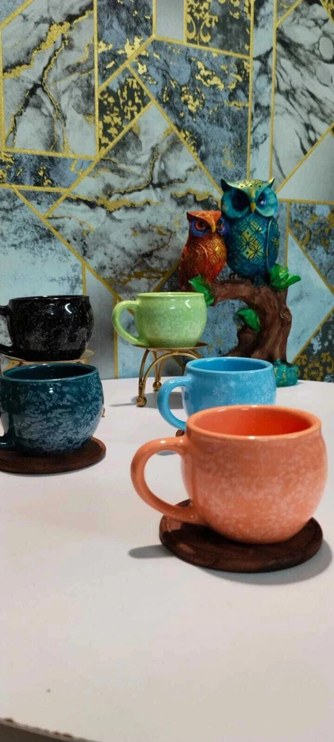 Image of Kartik Handicraft Pack of 6 Ceramic, Bone China Printed Microwave Safe Tea Cup (Multicolor, Cup)