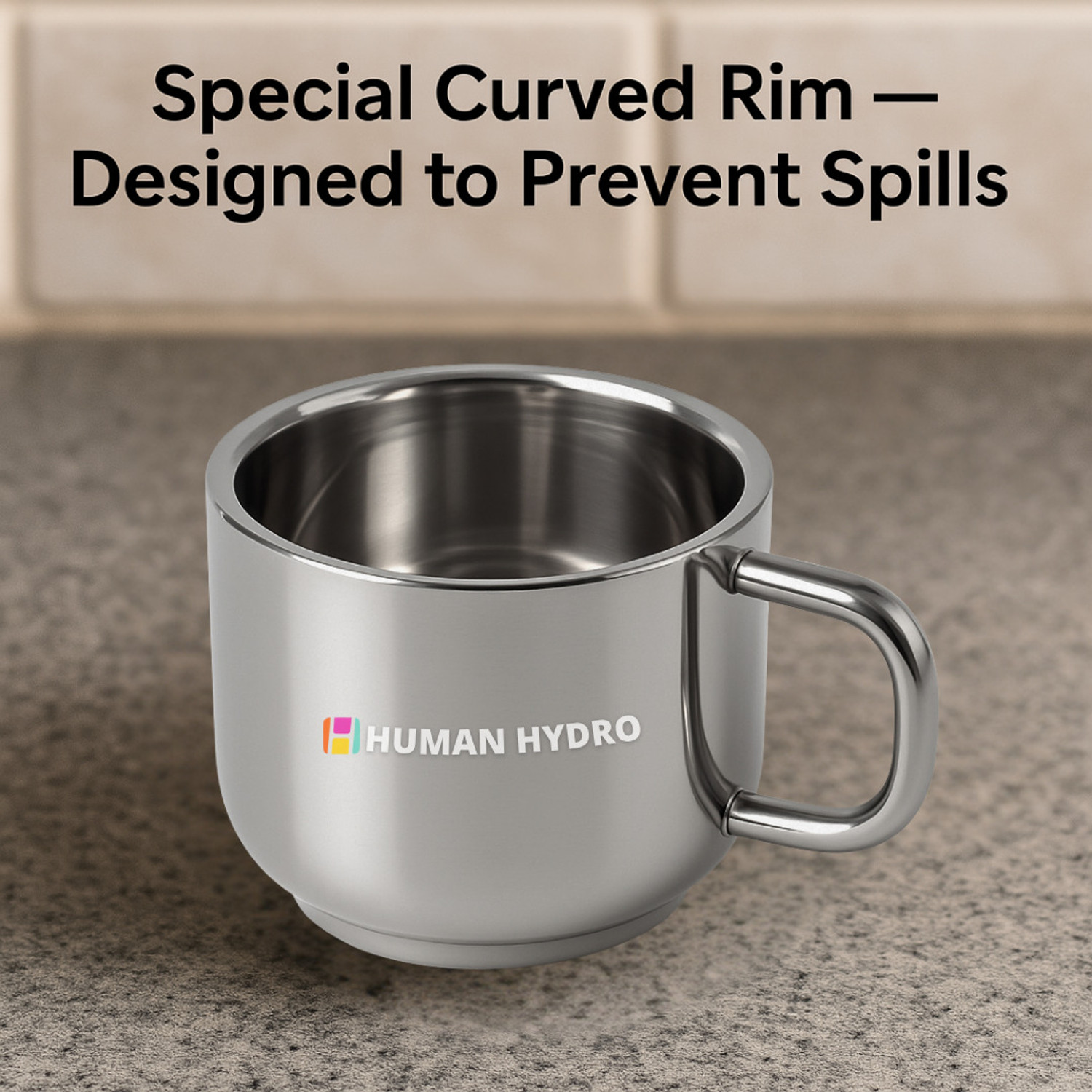 Image of Human Hydro Tea Cups | 12-Piece Prime Steel Premium Large Coffees Stainless Steel Coffee Mug