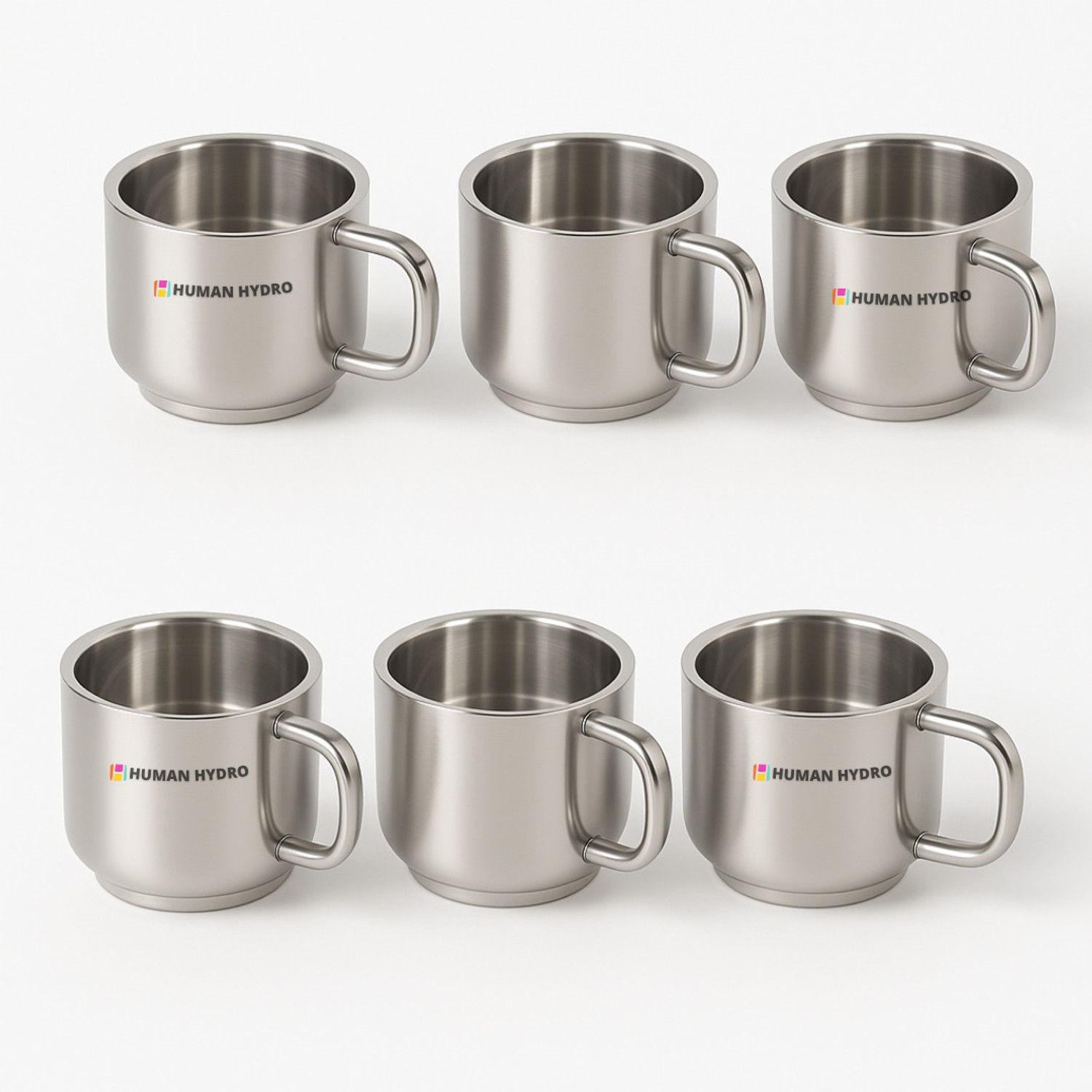 Image of Human Hydro Pack of 6 Stainless Steel Prime Tea Cups | 6-Piece Premium Large Cups