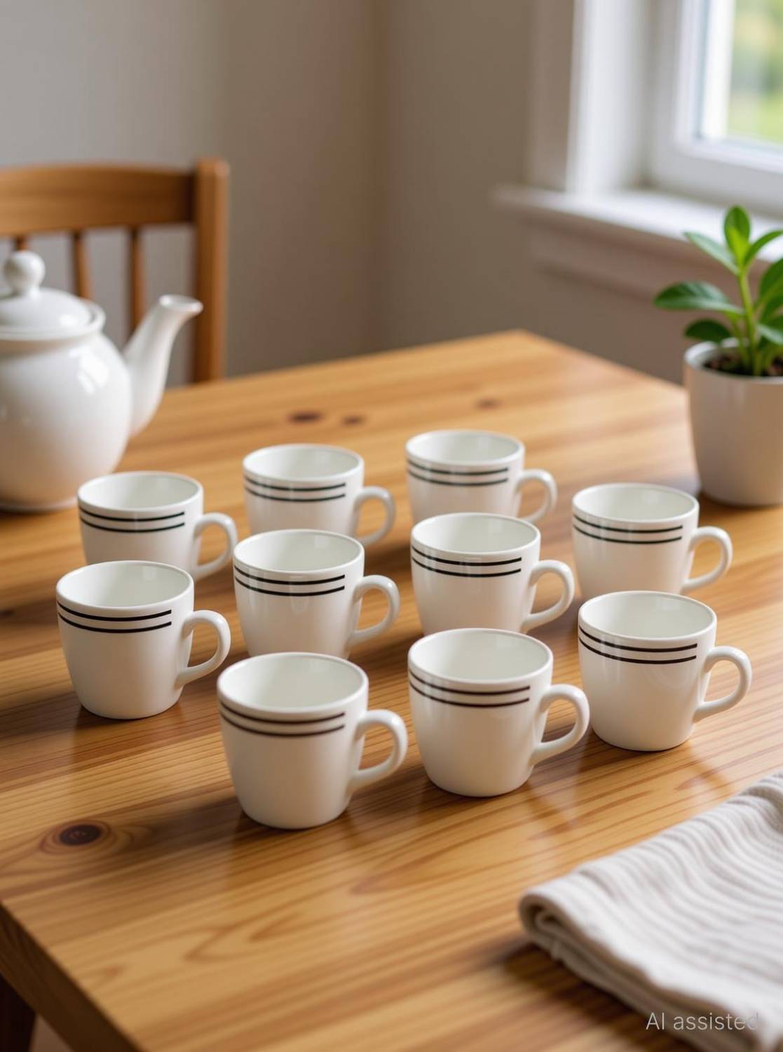 CERAMICSTUDIO Pack of 12 Ceramic All New White Colour Silver Line Tea Cups (Pack Of 12, White)