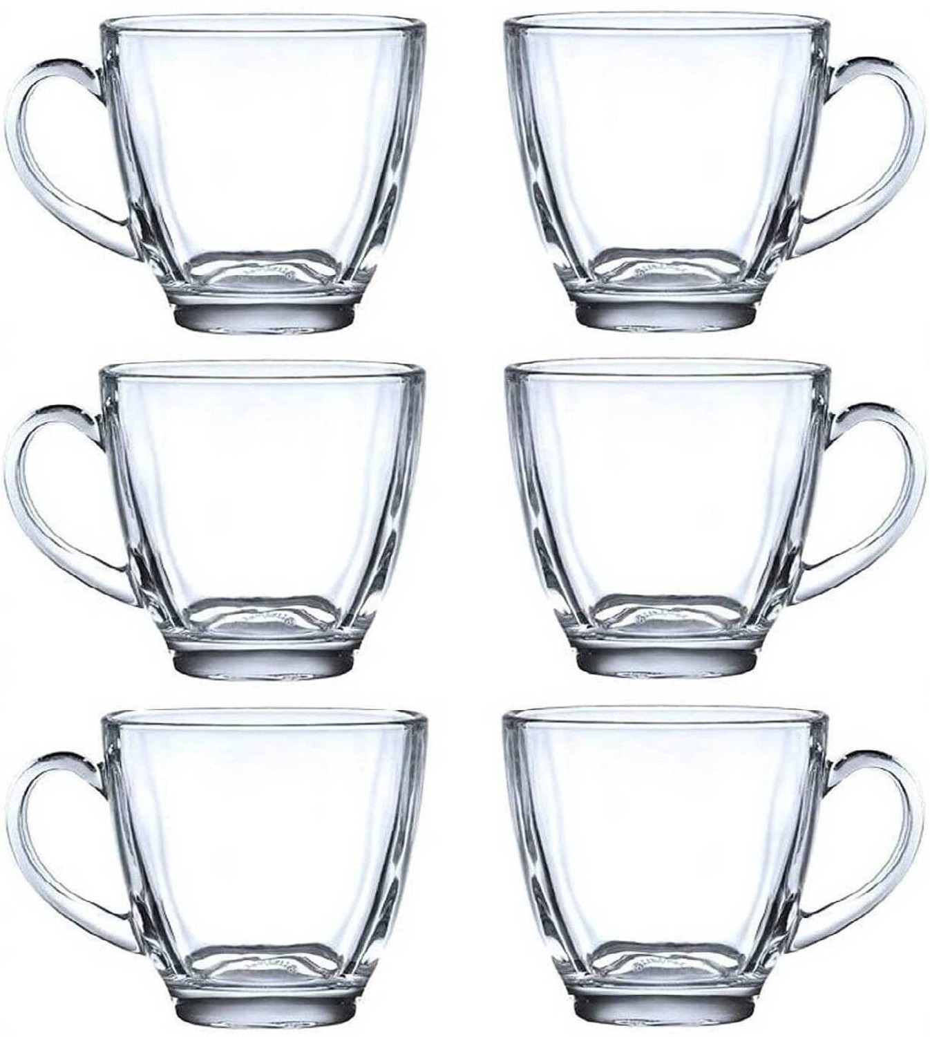 Image of V Bright Pack of 6 Glass Tea Cup Set Square Transparent Glass Cups for Tea & Coffee Drinking Cup Set (Clear, Cup Set)