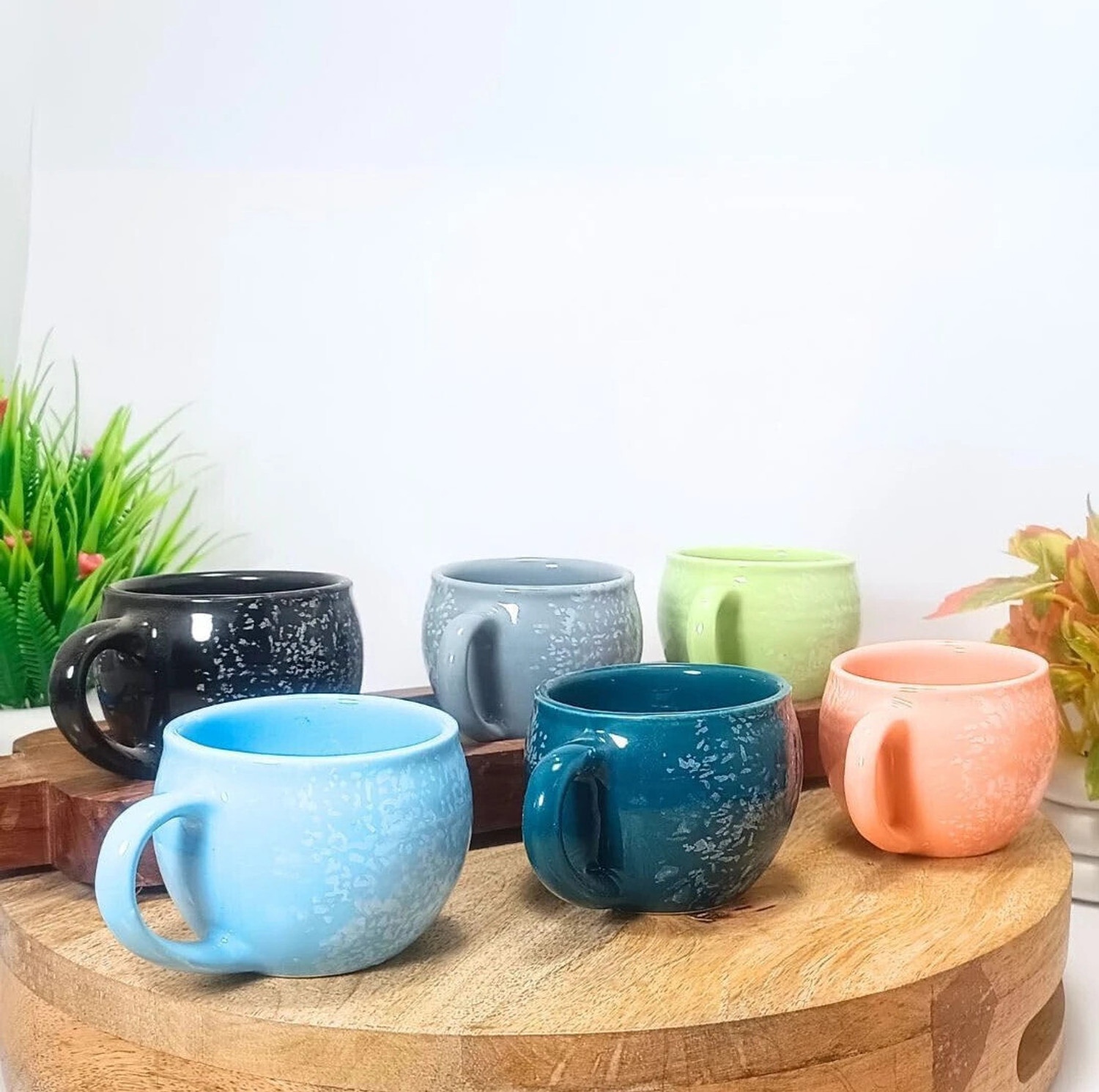 Image of Kartik Handicraft Pack of 6 Ceramic, Bone China Printed Microwave Safe Tea Cup (Multicolor, Cup)