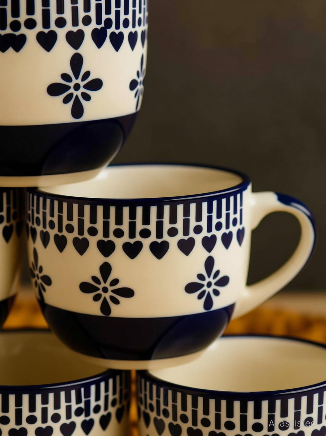 Image of PZ enterprises Pack of 6 Ceramic Blue Cup