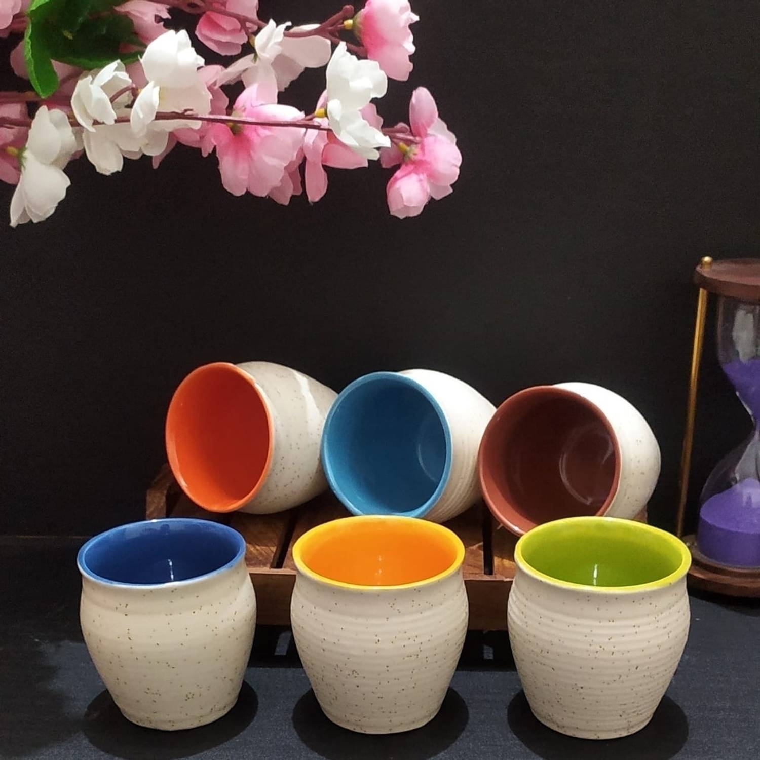AAV WORLD Pack of 6 Ceramic CERAMICS MULTICOLOUR KULLHAD FOR TEA