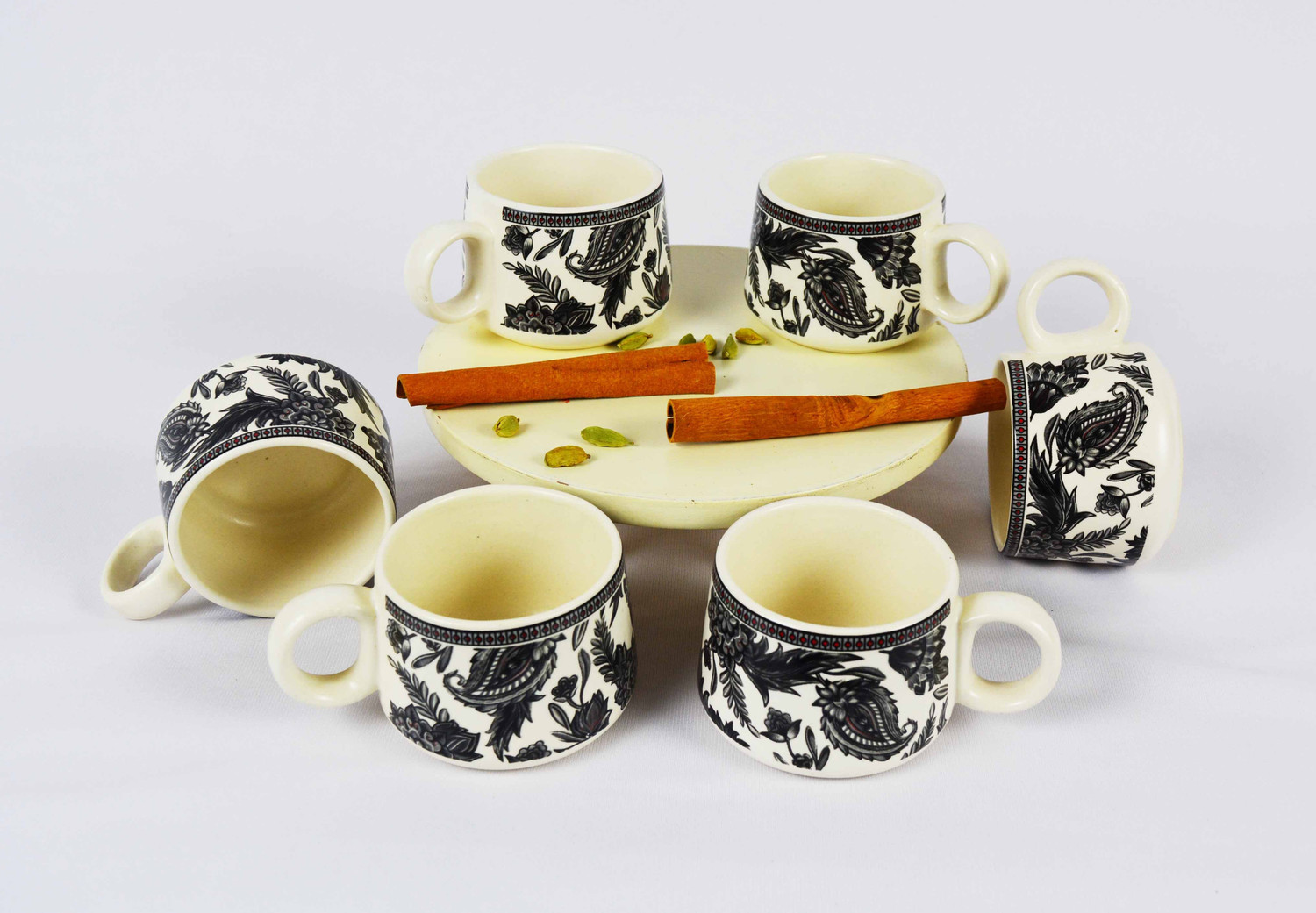Image of Renhomz Pack of 6 Ceramic Tea Cups Set of 6,Capacity - 150 ml (Multi Traditional)