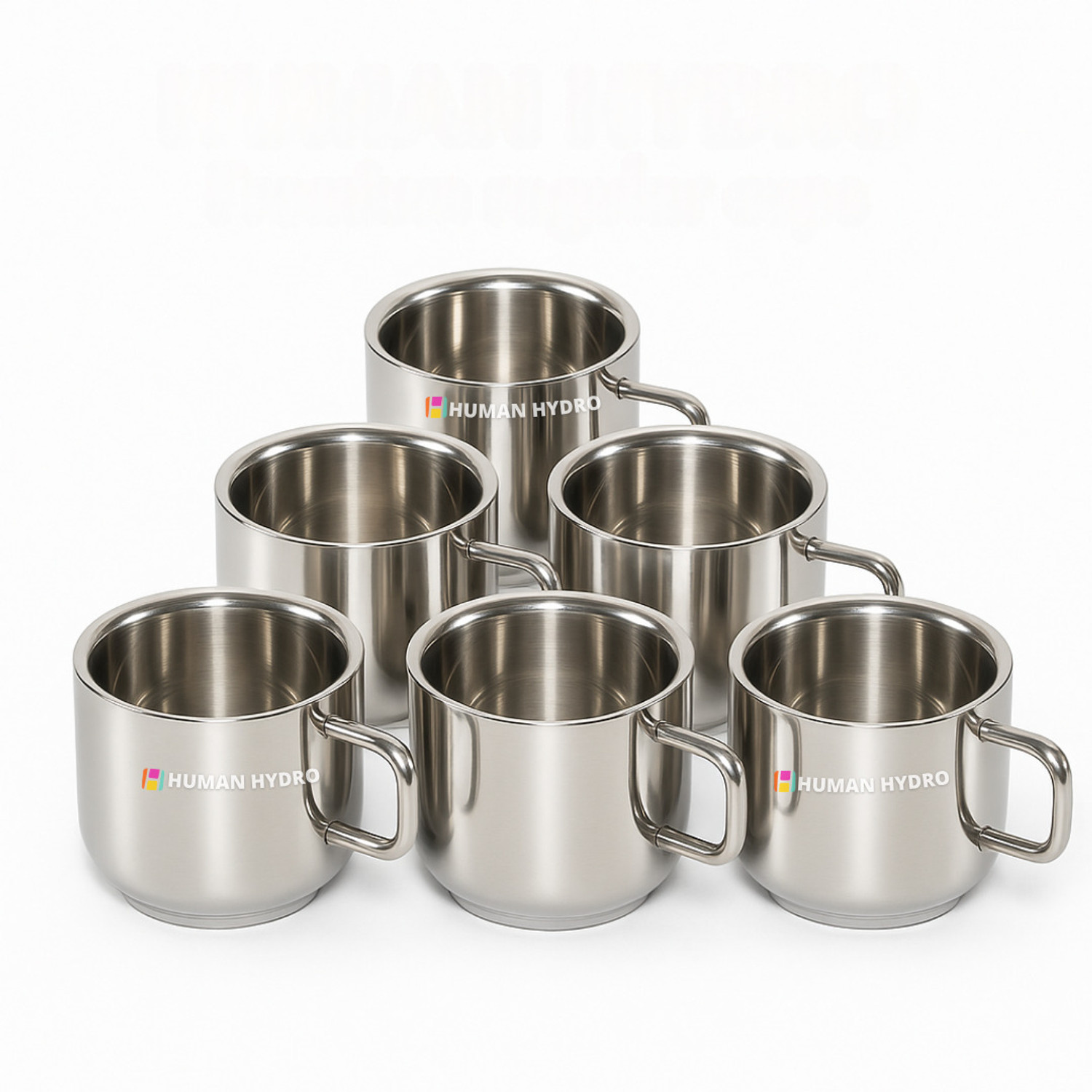 Image of Human Hydro Pack of 6 Stainless Steel Prime Tea Cups | 6-Piece Premium Large Cups