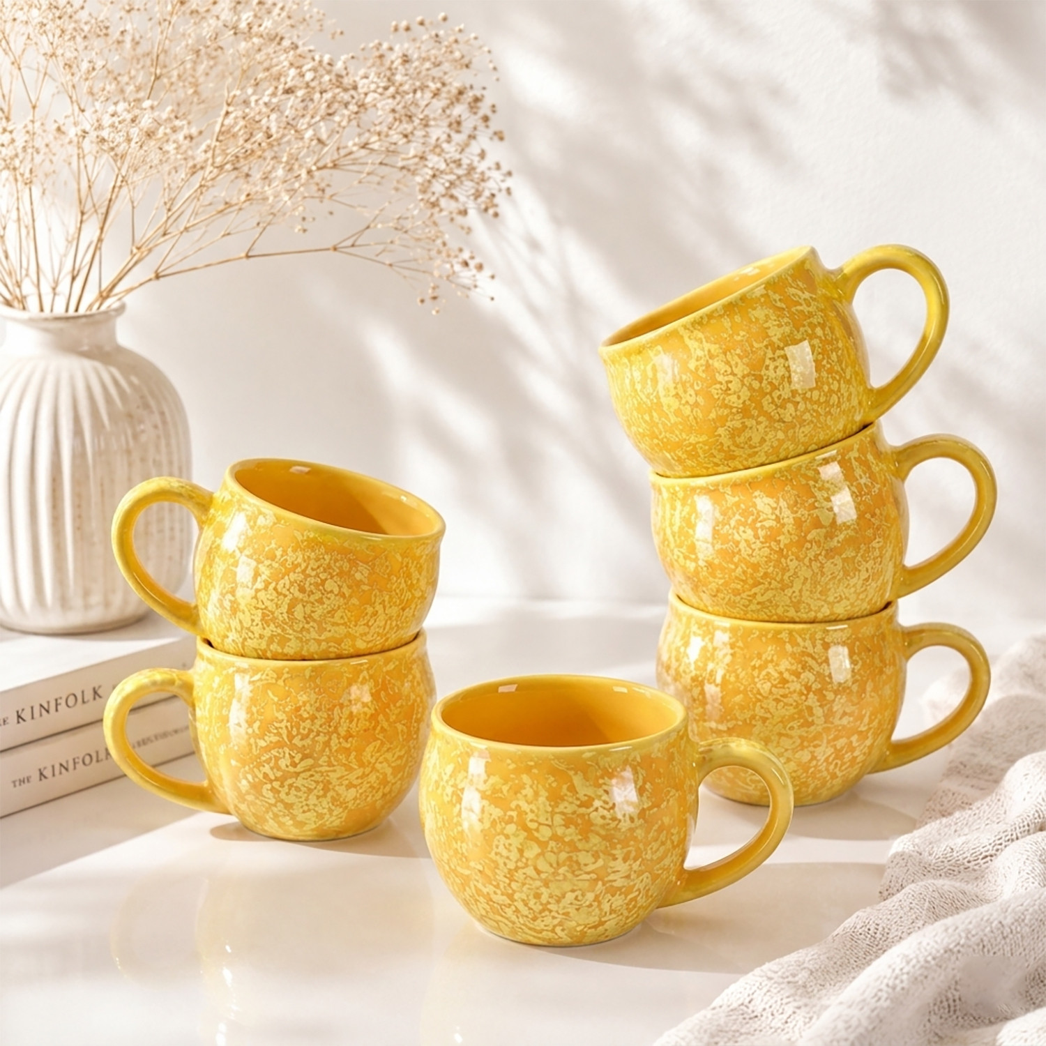 Image of D'Maiolica Pack of 6 Ceramic, Bone China Premium Quality Small Size tea cup, coffee cup set of 6