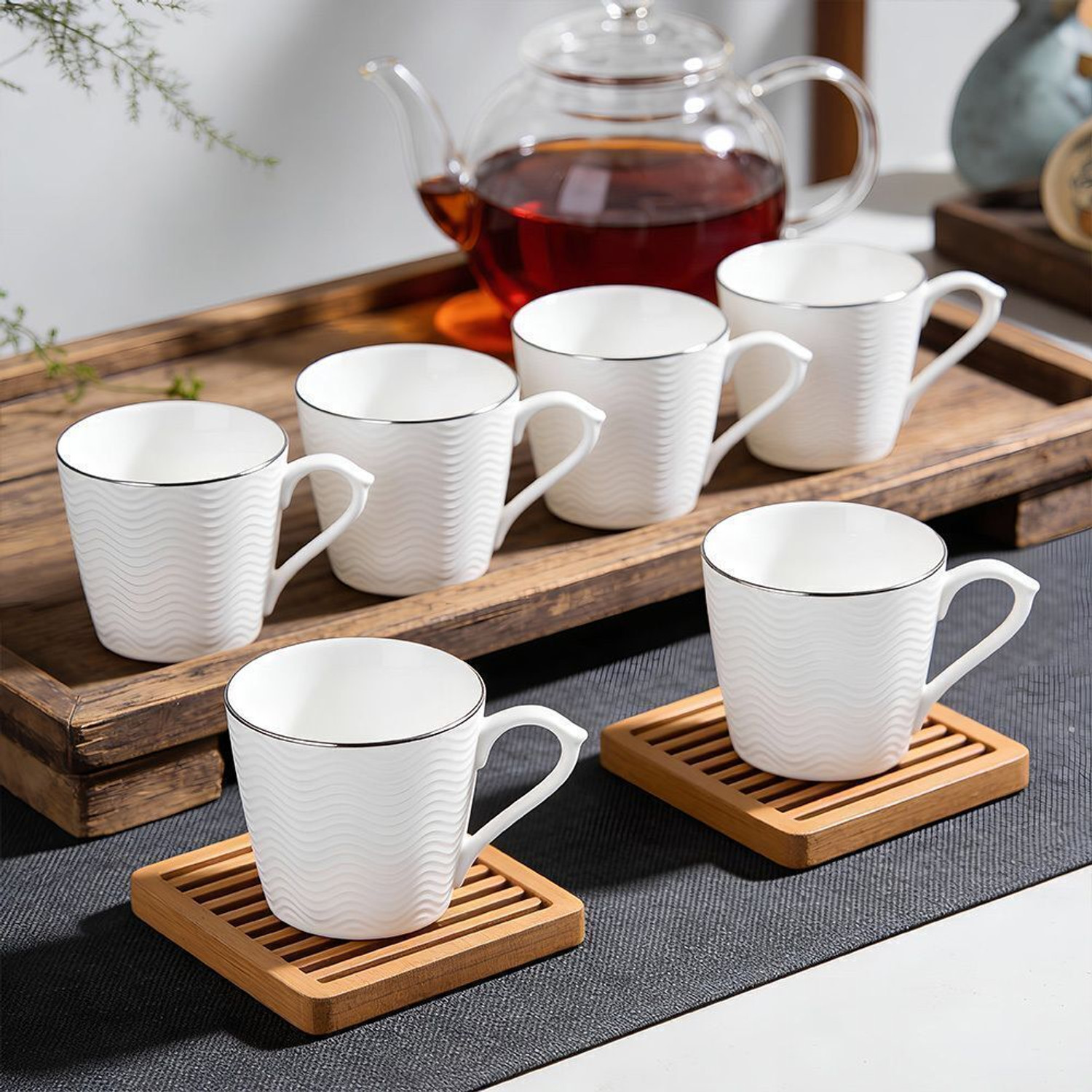 Image of UPC Pack of 6 Ceramic Premium Cup Set, Tea Cup Set, Tea Set Or Coffee Cup For kitchen. (White, Cup Set)