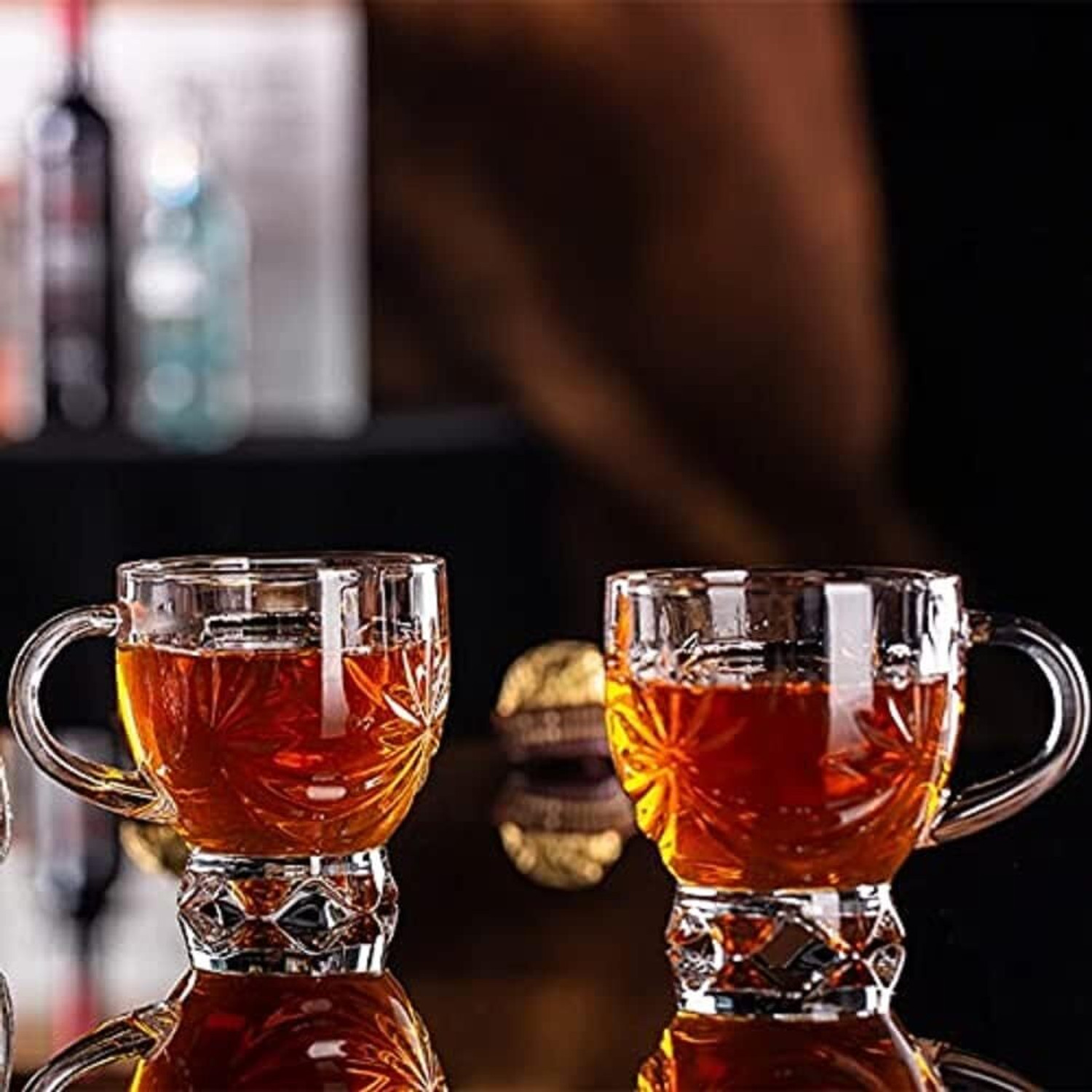 Image of CQZ Pack of 6 Glass Glass Tea Cup Set,Coffee Mug with Handle Transparent Drinking Cup for Milk 150ml