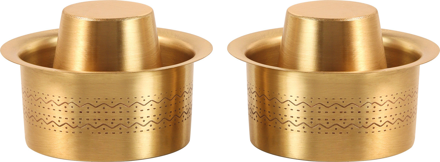 Image of The Healing Store Pack of 2 Brass Pack of 2 Brass Pure Brass Dabra Set - Traditional South Indian Coffee Serving