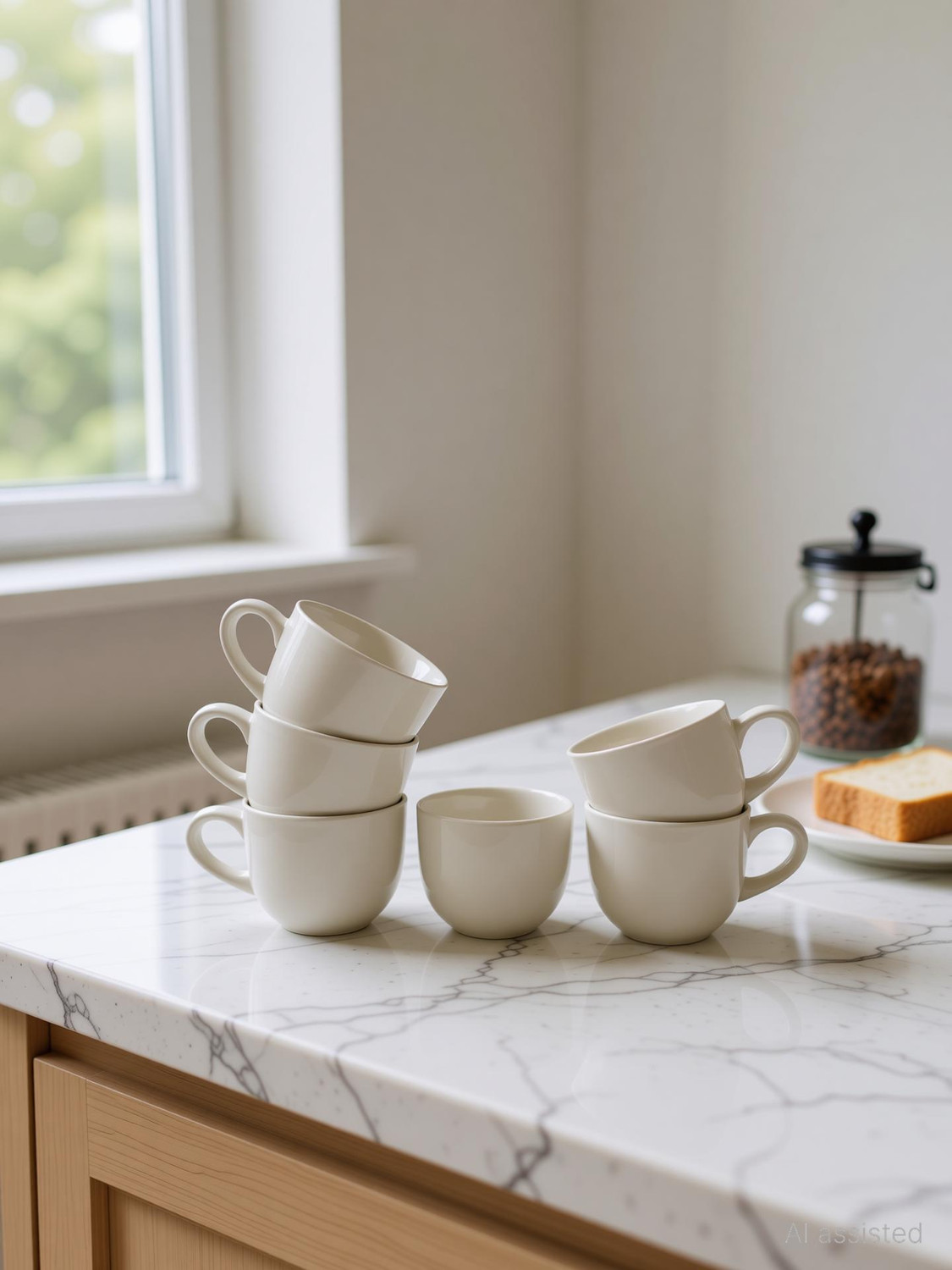 Image of freesale Pack of 6 Ceramic White Tea /Coffee Cup Set - 170 ML Each