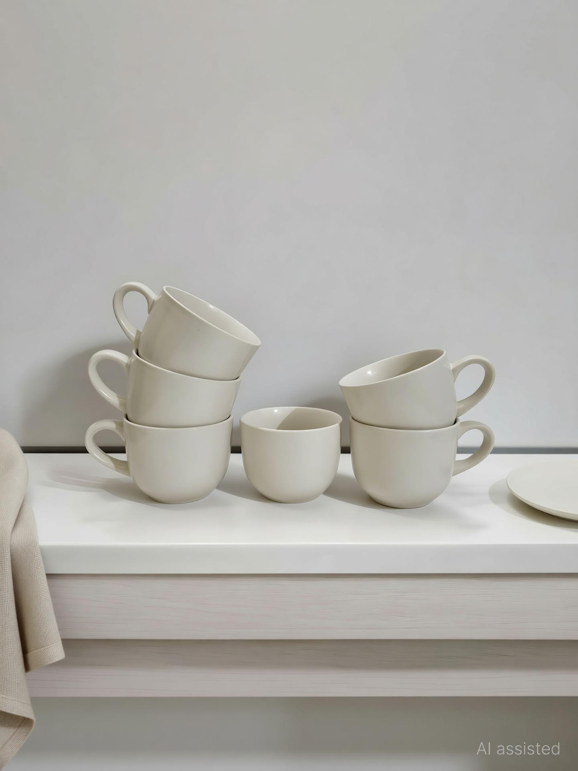 Image of freesale Pack of 6 Ceramic White Tea /Coffee Cup Set - 170 ML Each