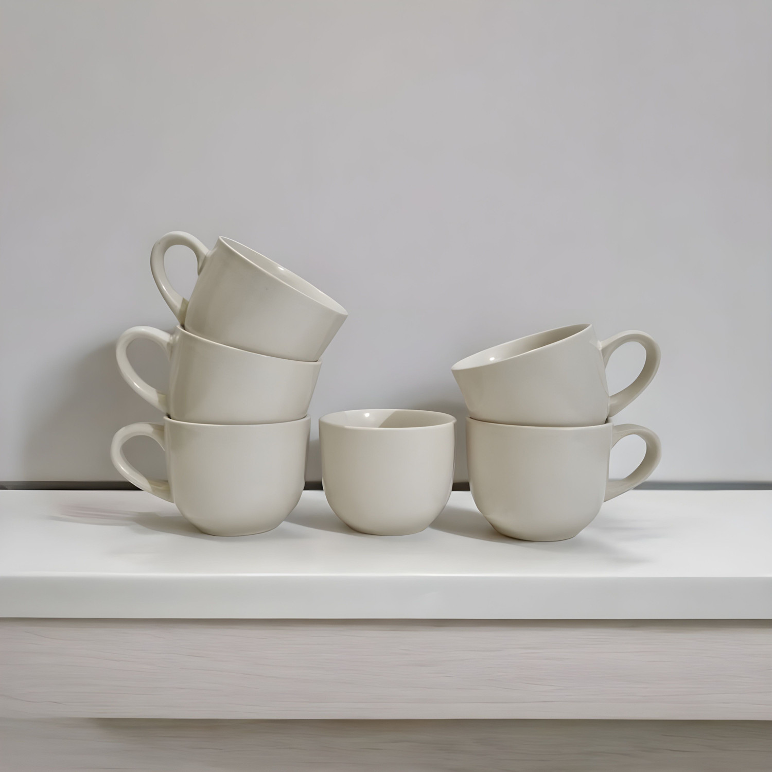 Image of freesale Pack of 6 Ceramic White Tea /Coffee Cup Set - 170 ML Each