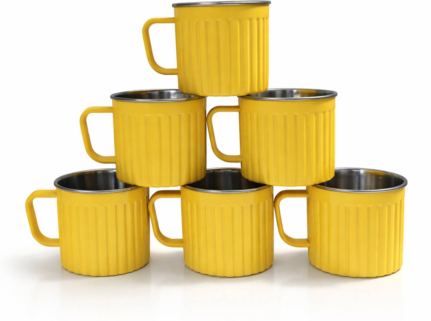 Anixa Creation Pack of 6 Stainless Steel, Plastic Reusable Inner Steel Outer Plastic teacups - eco-Friendly Metal chai Cups