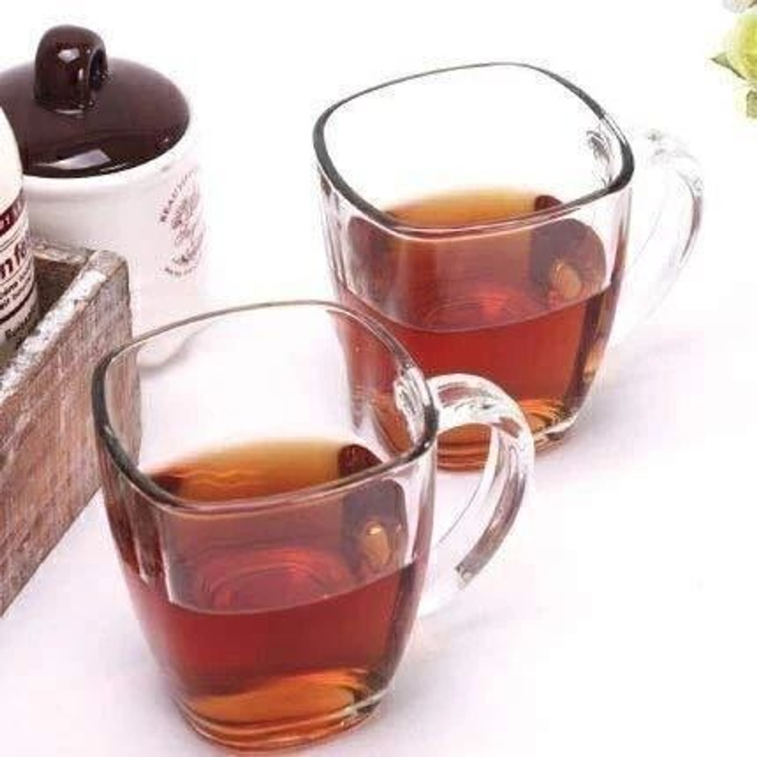 Image of V Bright Pack of 6 Glass Tea Cup Set Square Transparent Glass Cups for Tea & Coffee Drinking Cup Set (Clear, Cup Set)