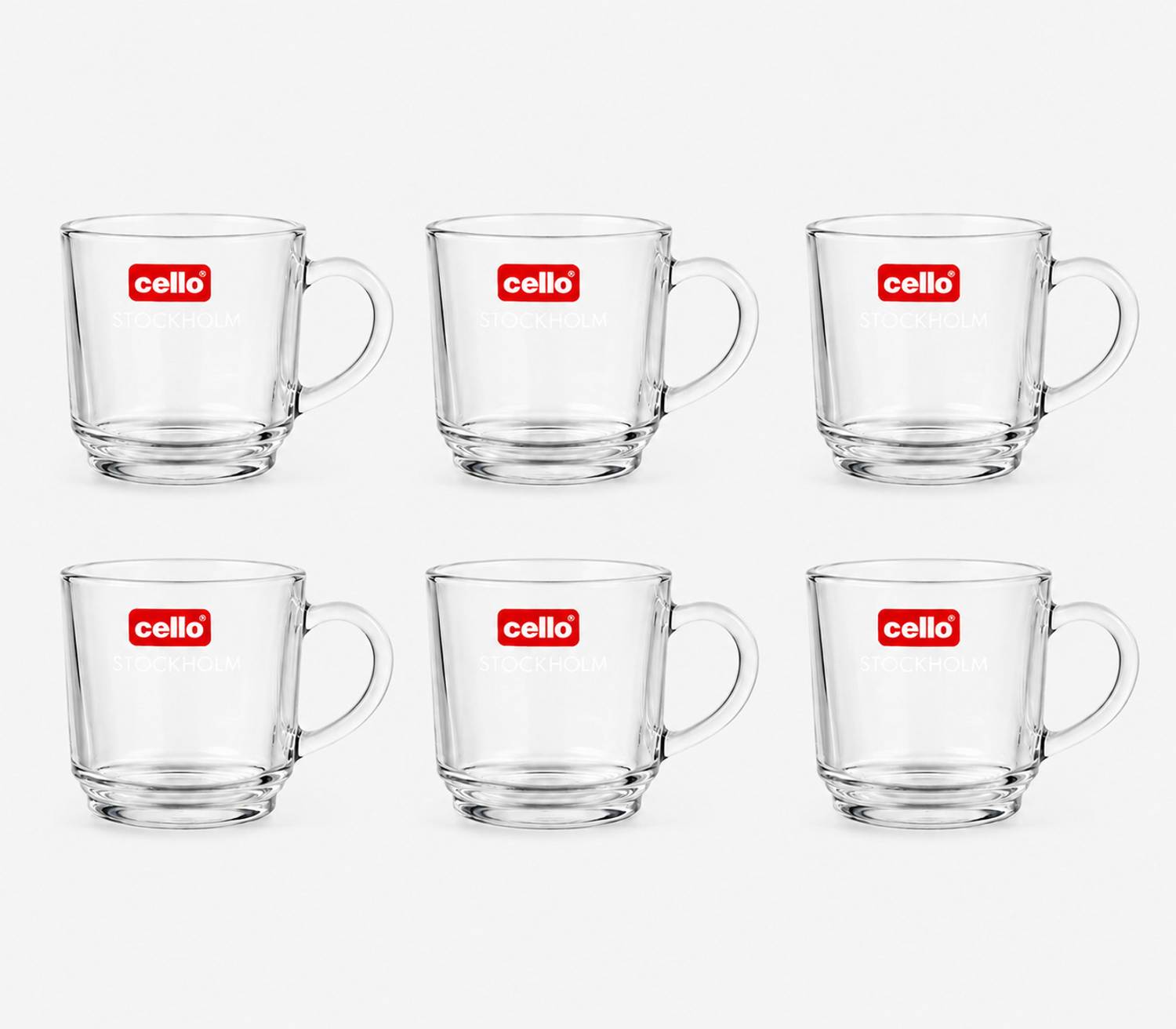 cello Pack of 6 Glass Stockholm Glass Tea Cups Set of 6|120ml Clear Glass Cups