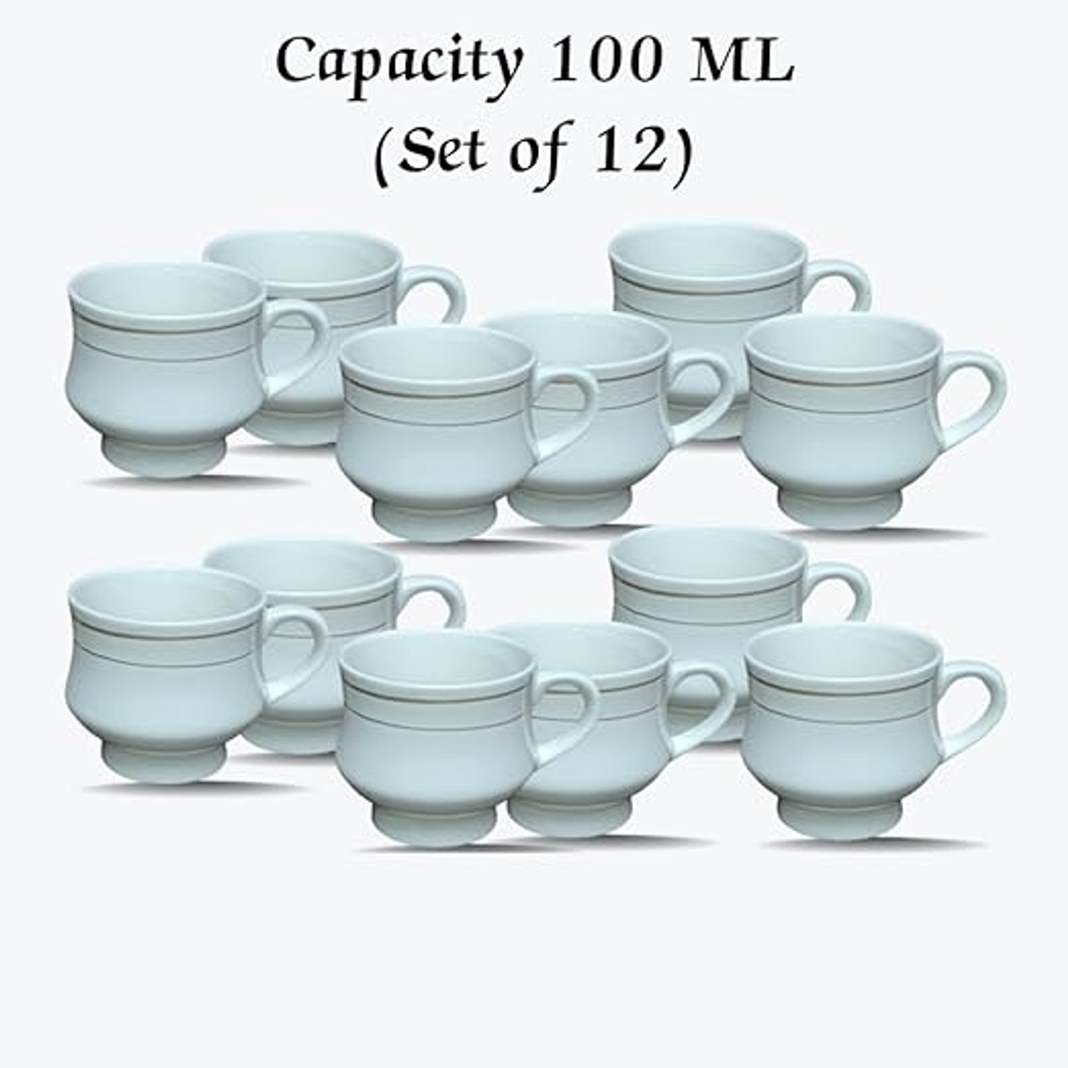 Image of TheMittiStudio Pack of 12 Ceramic Hotel Grade Ceramic Tea & Coffee Cups Set of 12 | 100 ml (White, Cup Set)