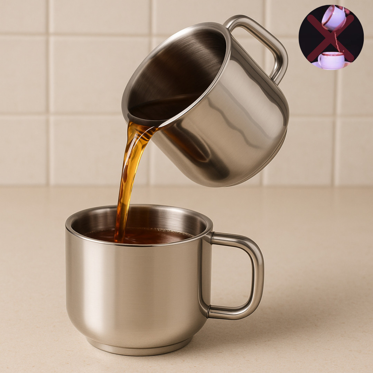 Image of Human Hydro Tea Cups | 12-Piece Prime Steel Premium Large Coffees Stainless Steel Coffee Mug