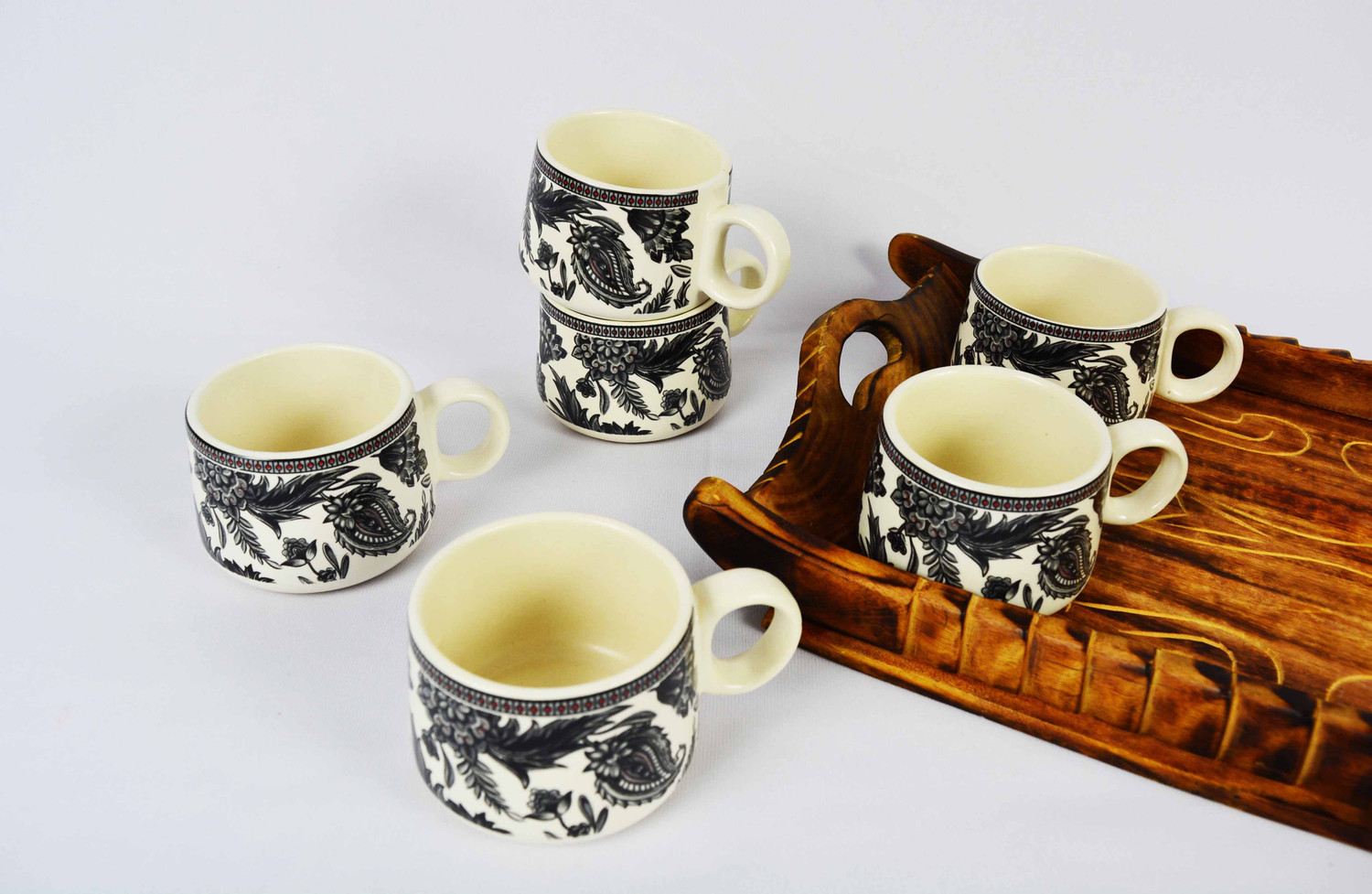 Image of Renhomz Pack of 6 Ceramic Tea Cups Set of 6,Capacity - 150 ml (Multi Traditional)