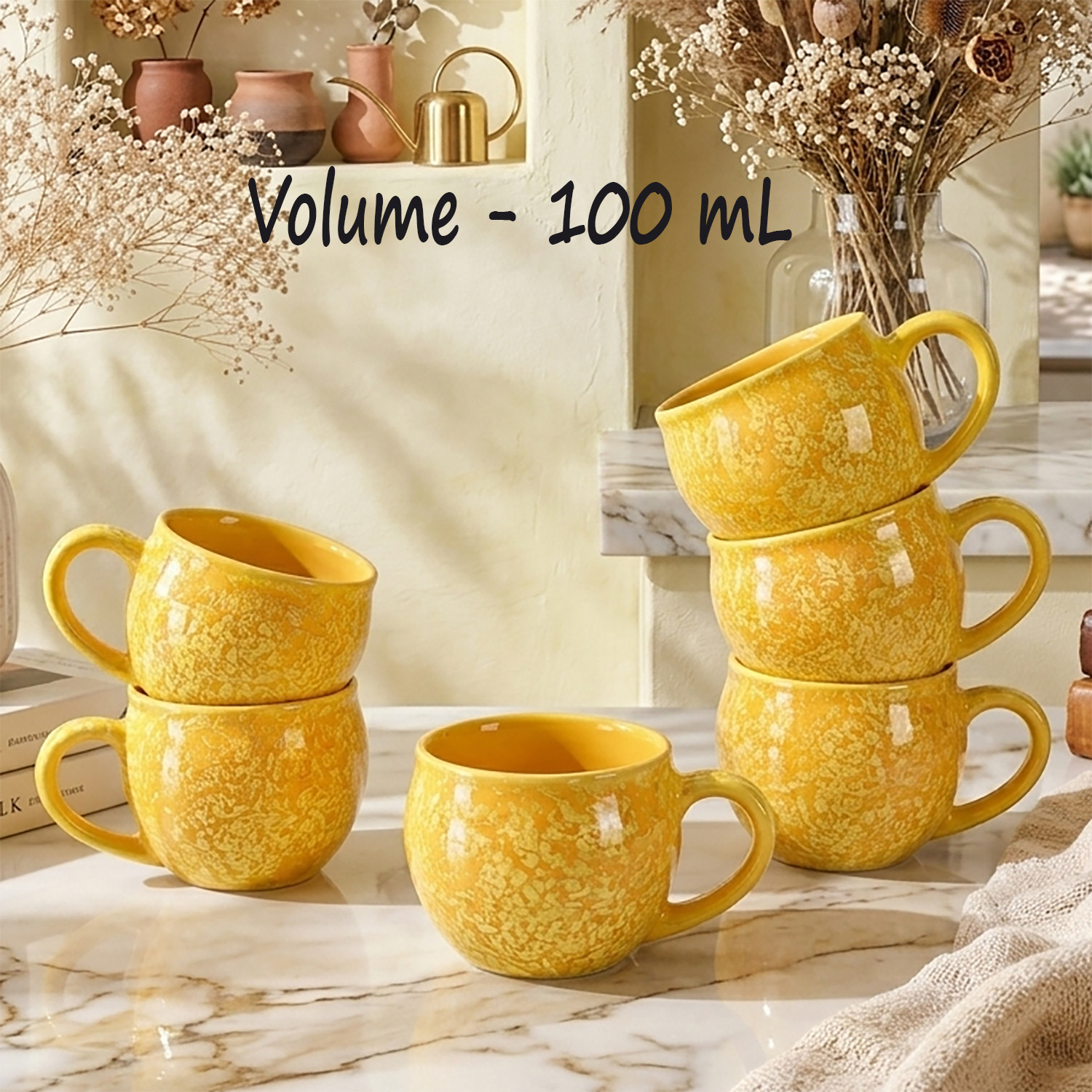 Image of D'Maiolica Pack of 6 Ceramic, Bone China Premium Quality Small Size tea cup, coffee cup set of 6