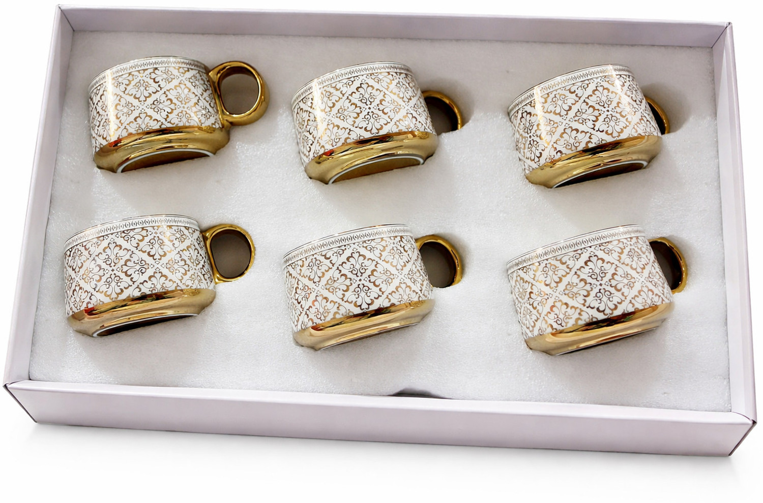 Deedecorwave Pack of 6 Porcelain Premium Gold Tea Cup Set of 6 Designer Coffee Cups with Golden Finish Luxury Set