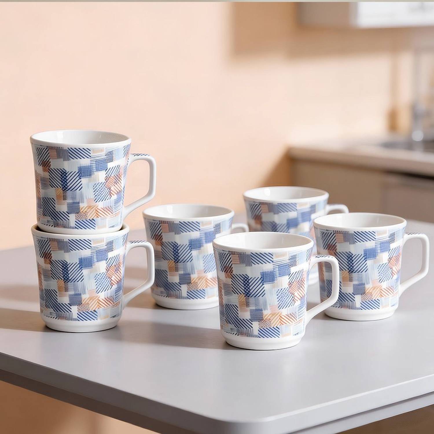 U.P.C. Pack of 6 Bone China Coffee Mugs Fine Bone Set Of 6 China Ceramics  tableware (150 ML) Light-Weight, Multicolor Cup Set for Tea Price in India  - Buy U.P.C. Pack of